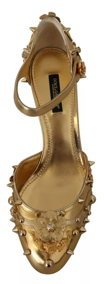 Dolce & Gabbana Gold Studs Vally Slingback Sandals Women's Shoes (Pre-Owned)