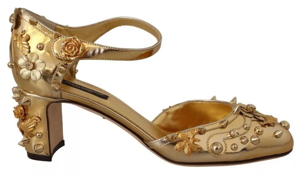 Dolce & Gabbana Gold Studs Vally Slingback Sandals Women's Shoes (Pre-Owned)