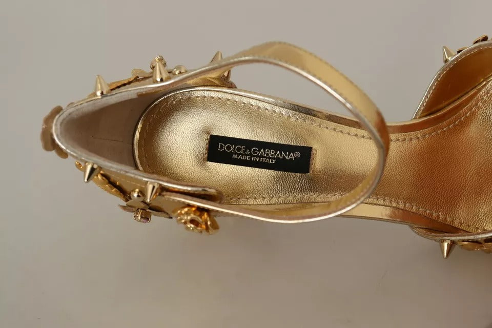 Dolce & Gabbana Gold Studs Vally Slingback Sandals Women's Shoes (Pre-Owned)