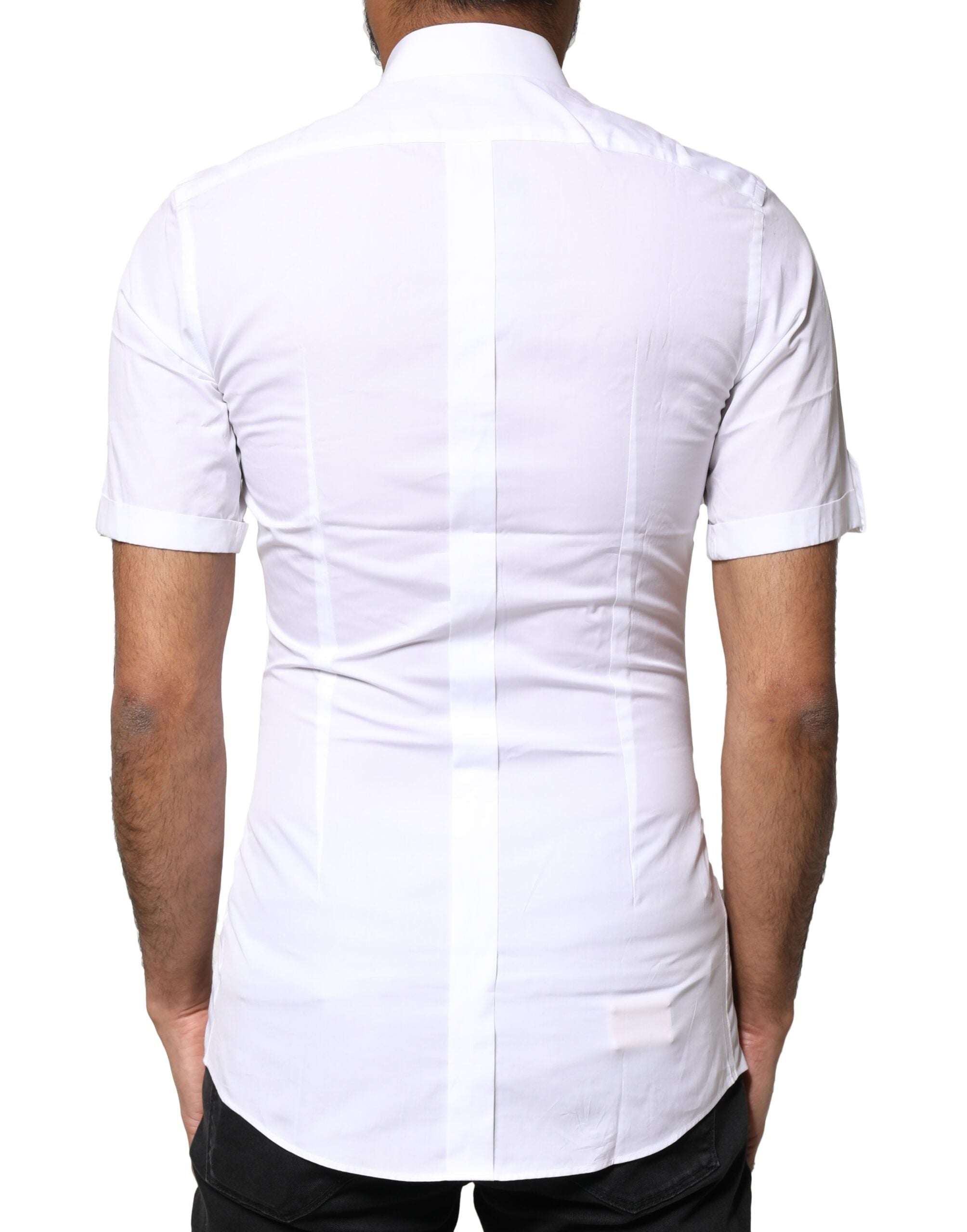 Dolce & Gabbana White GOLD Button Down Casual Men Polo Men's Shirt (Pre-Owned)