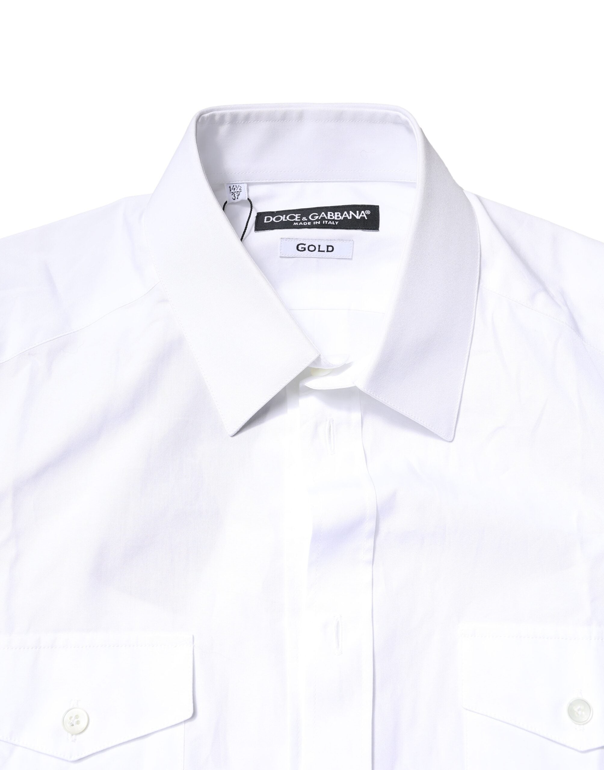 Dolce & Gabbana White GOLD Button Down Casual Men Polo Men's Shirt (Pre-Owned)