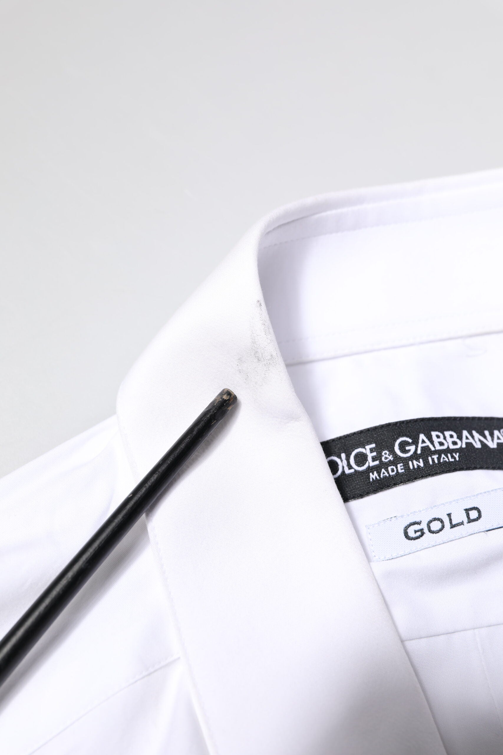 Dolce & Gabbana White GOLD Cotton Long Sleeves Men Dress Men's Shirt (Pre-Owned)