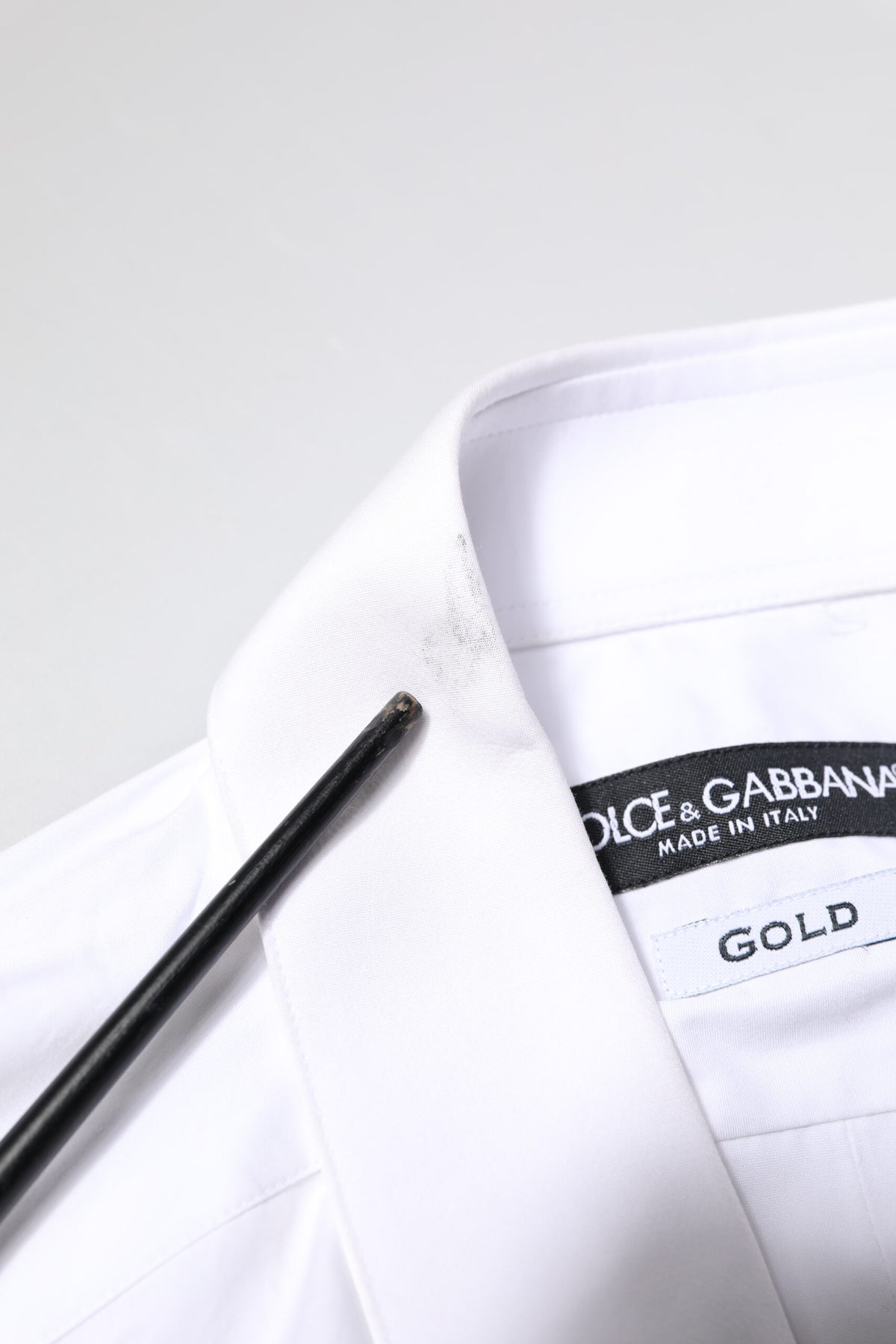 Dolce & Gabbana White GOLD Cotton Long Sleeves Men Dress Men's Shirt (Pre-Owned)