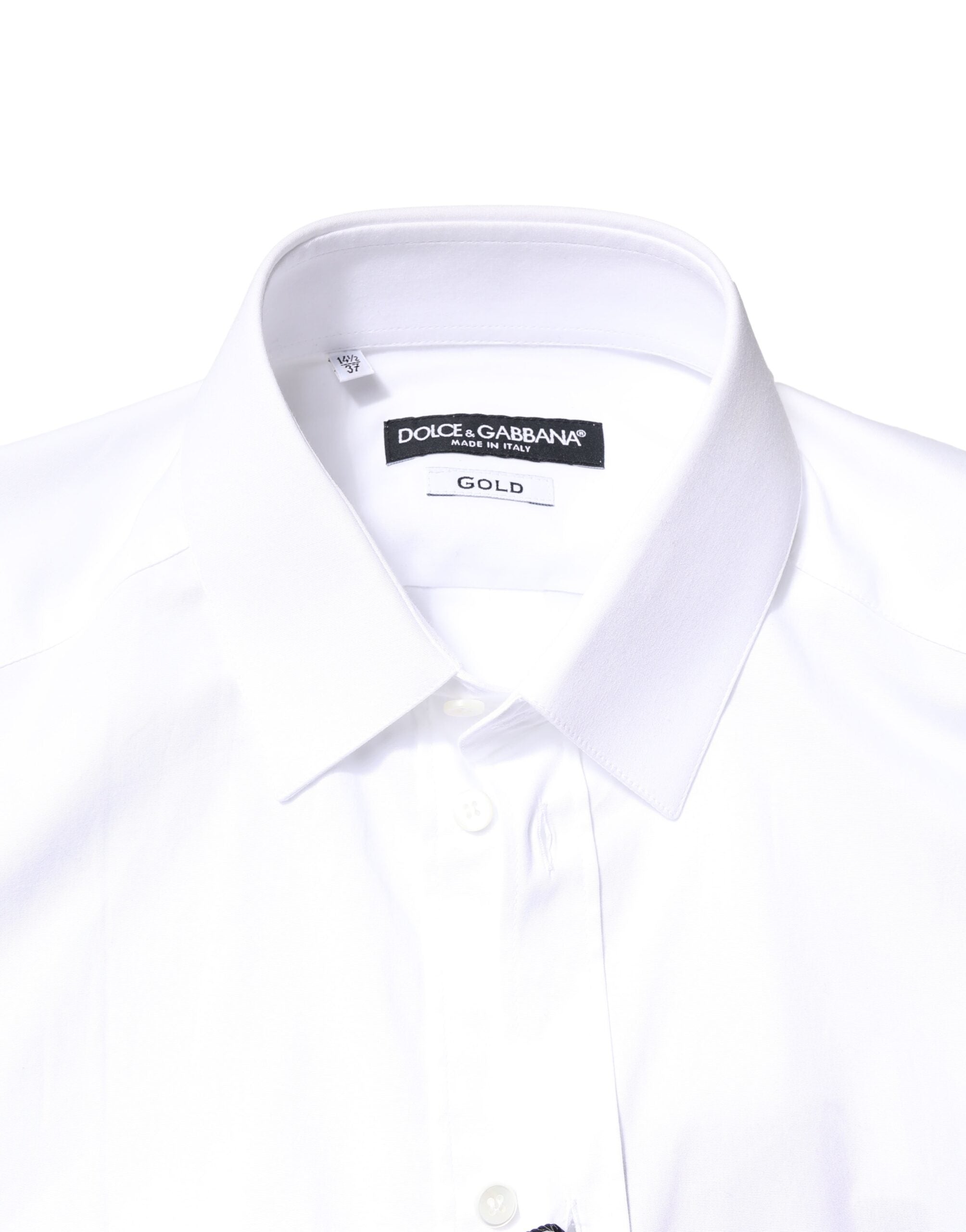 Dolce & Gabbana White GOLD Cotton Long Sleeves Dress Men's Shirt