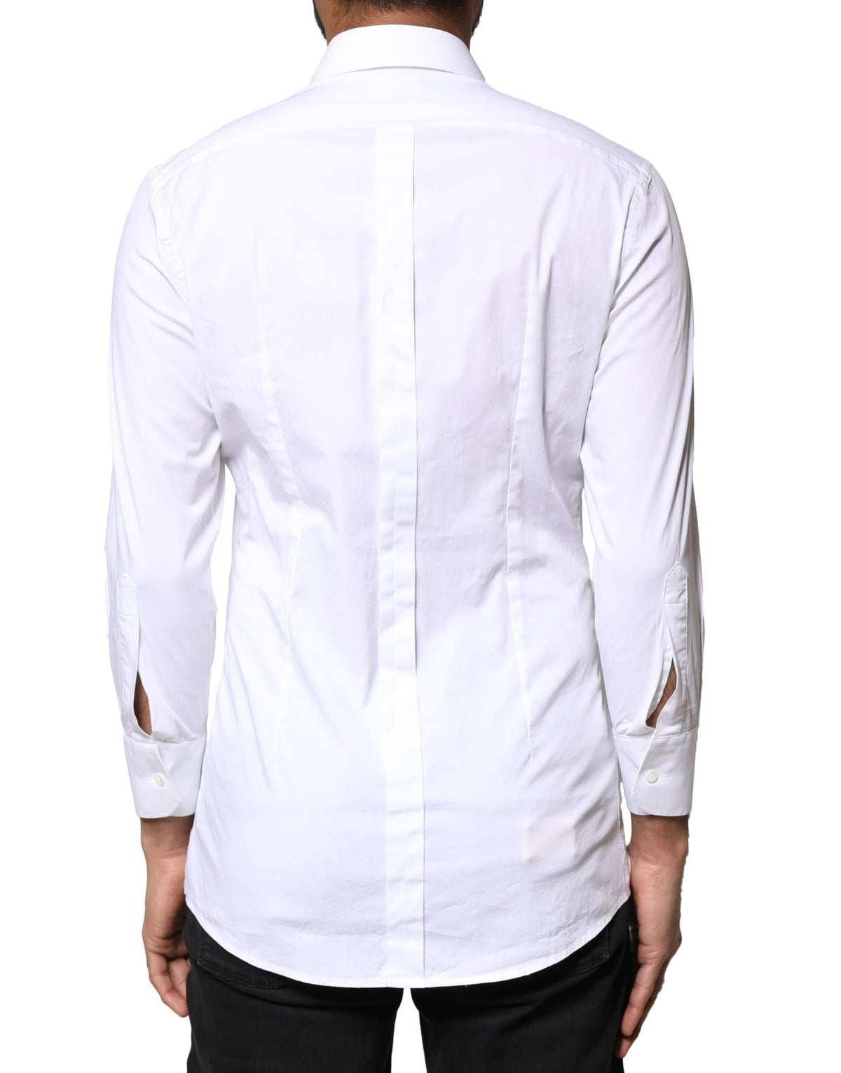 Dolce & Gabbana White GOLD Cotton Long Sleeves Men Dress Men's Shirt (Pre-Owned)