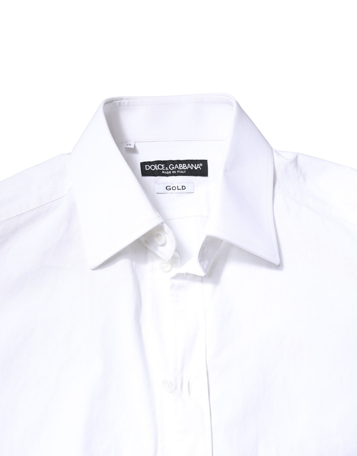Dolce & Gabbana White GOLD Cotton Long Sleeves Men Dress Men's Shirt (Pre-Owned)