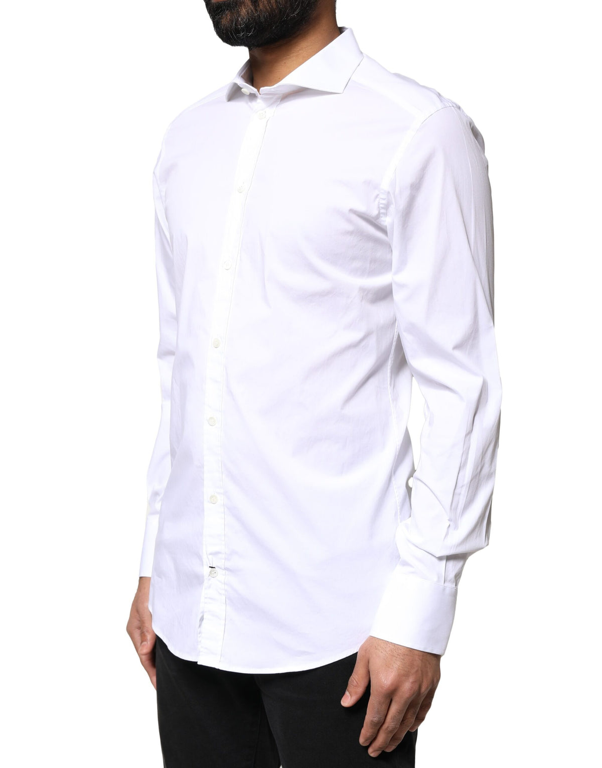 Dolce & Gabbana White GOLD Cotton Long Sleeves Dress Men's Shirt