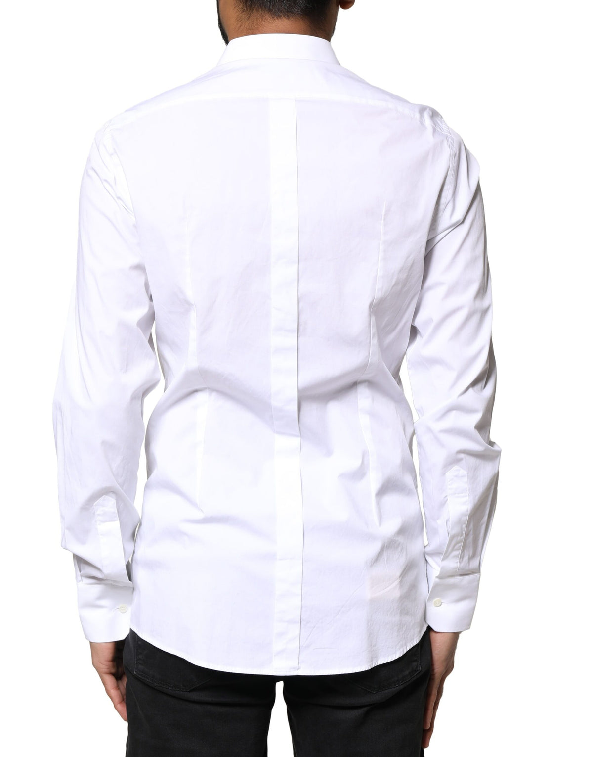 Dolce & Gabbana White GOLD Cotton Long Sleeves Dress Men's Shirt