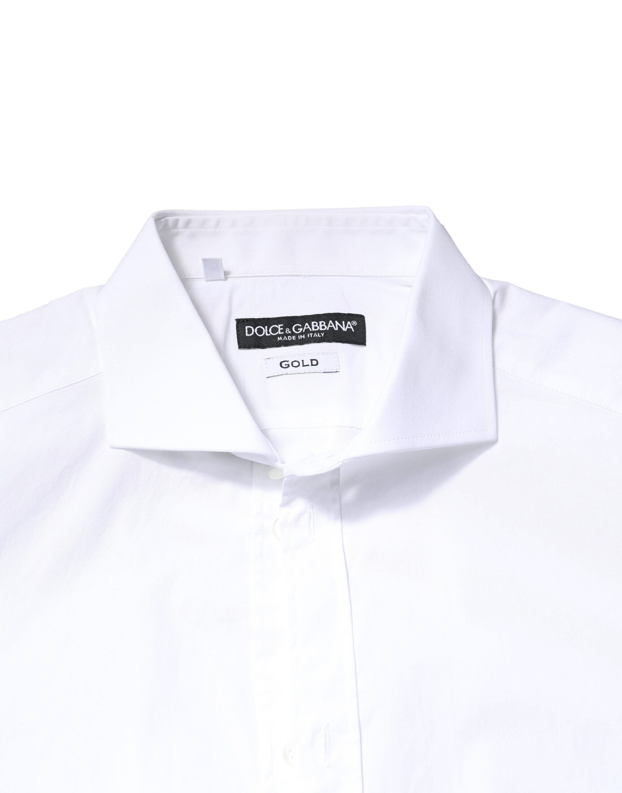 Dolce & Gabbana White GOLD Cotton Long Sleeves Dress Men's Shirt