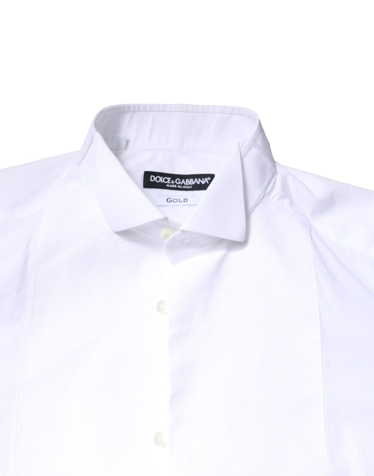 Dolce & Gabbana White GOLD CottonPoplin Bib Formal Dress Men's Shirt (Pre-Owned)