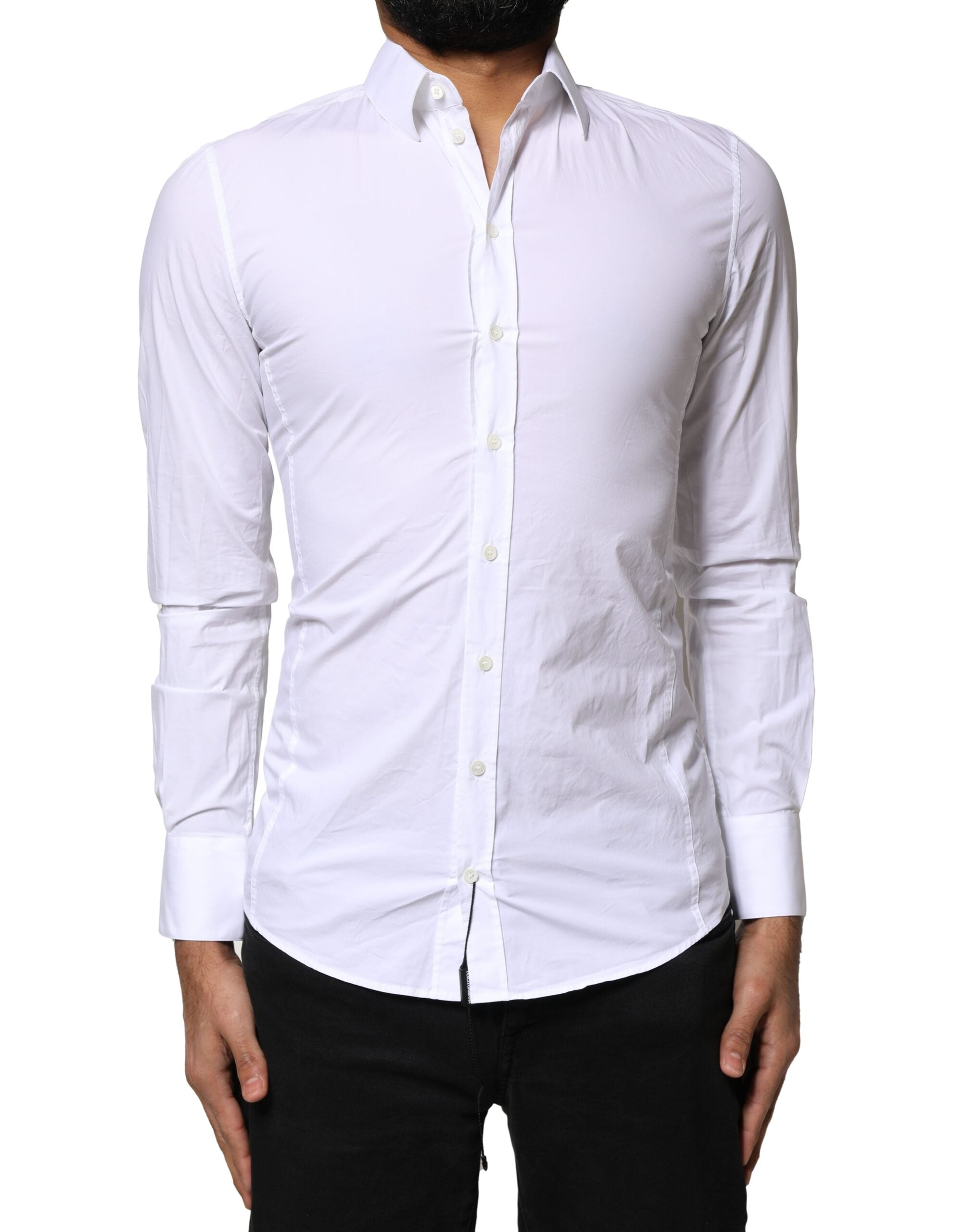 Dolce & Gabbana White SICILIA Cotton Formal Men Dress Men's Shirt (Pre-Owned)