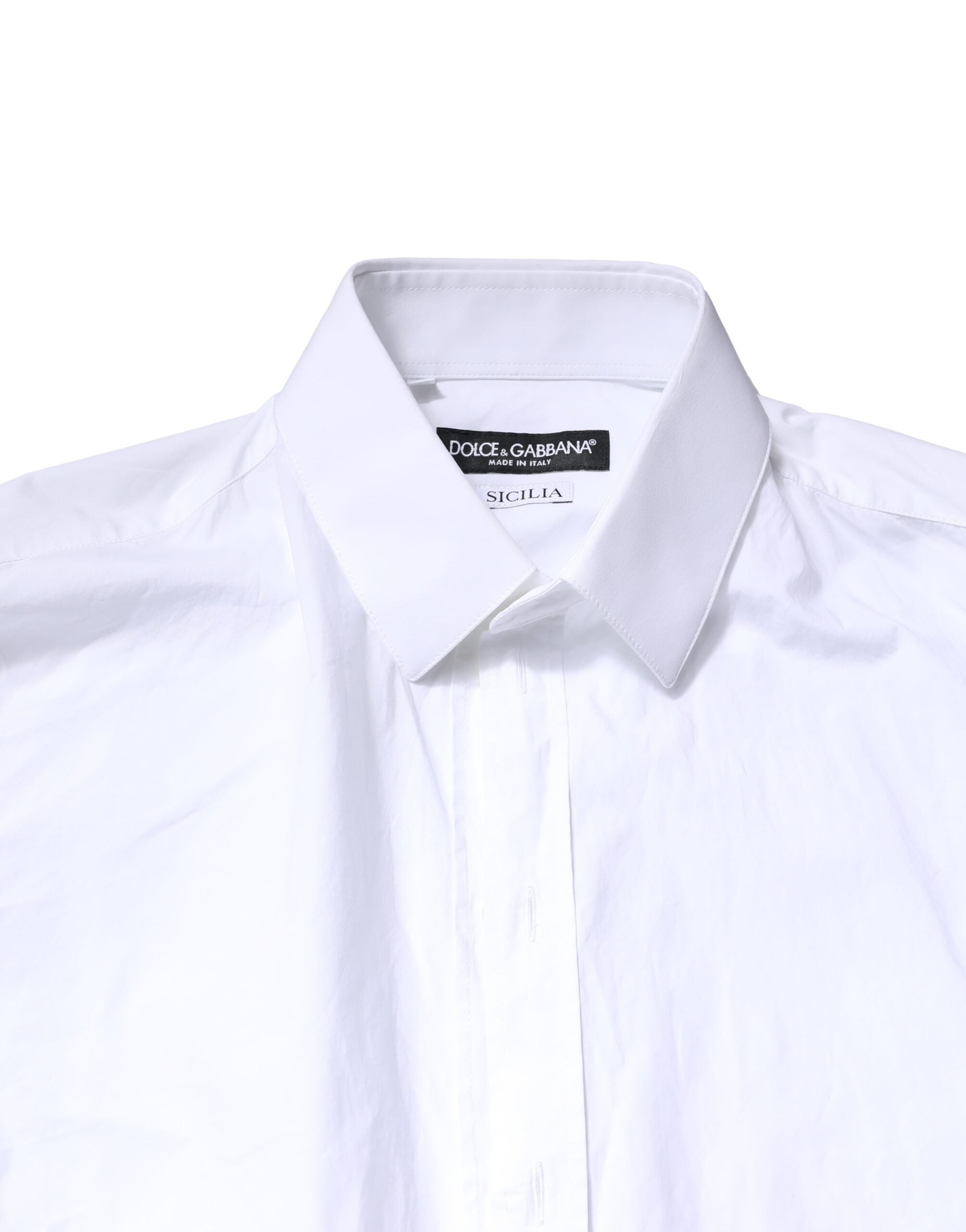 Dolce & Gabbana White SICILIA Cotton Formal Men Dress Men's Shirt (Pre-Owned)