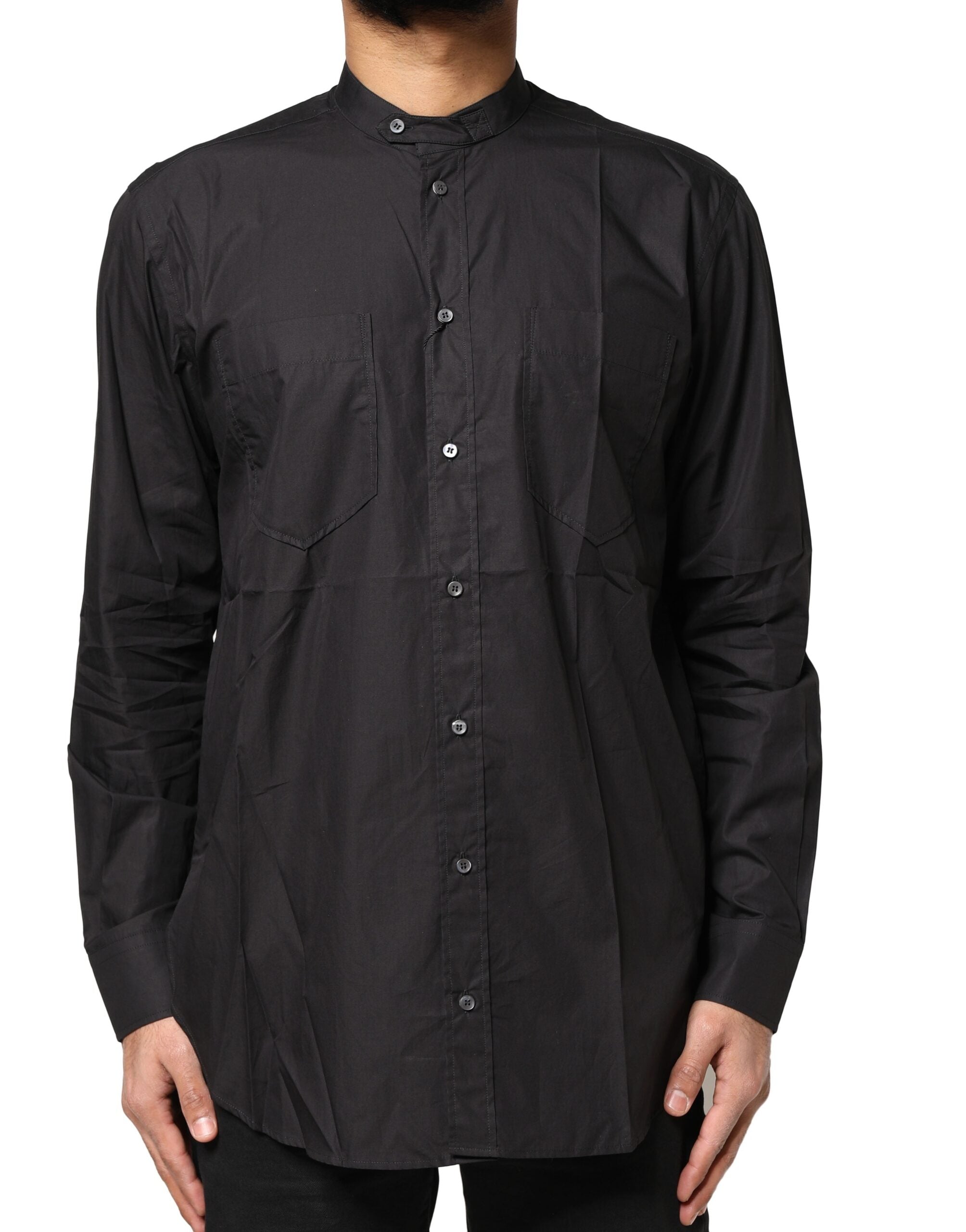 Dolce & Gabbana Black Cotton Button Down Men Casual Men's Shirt