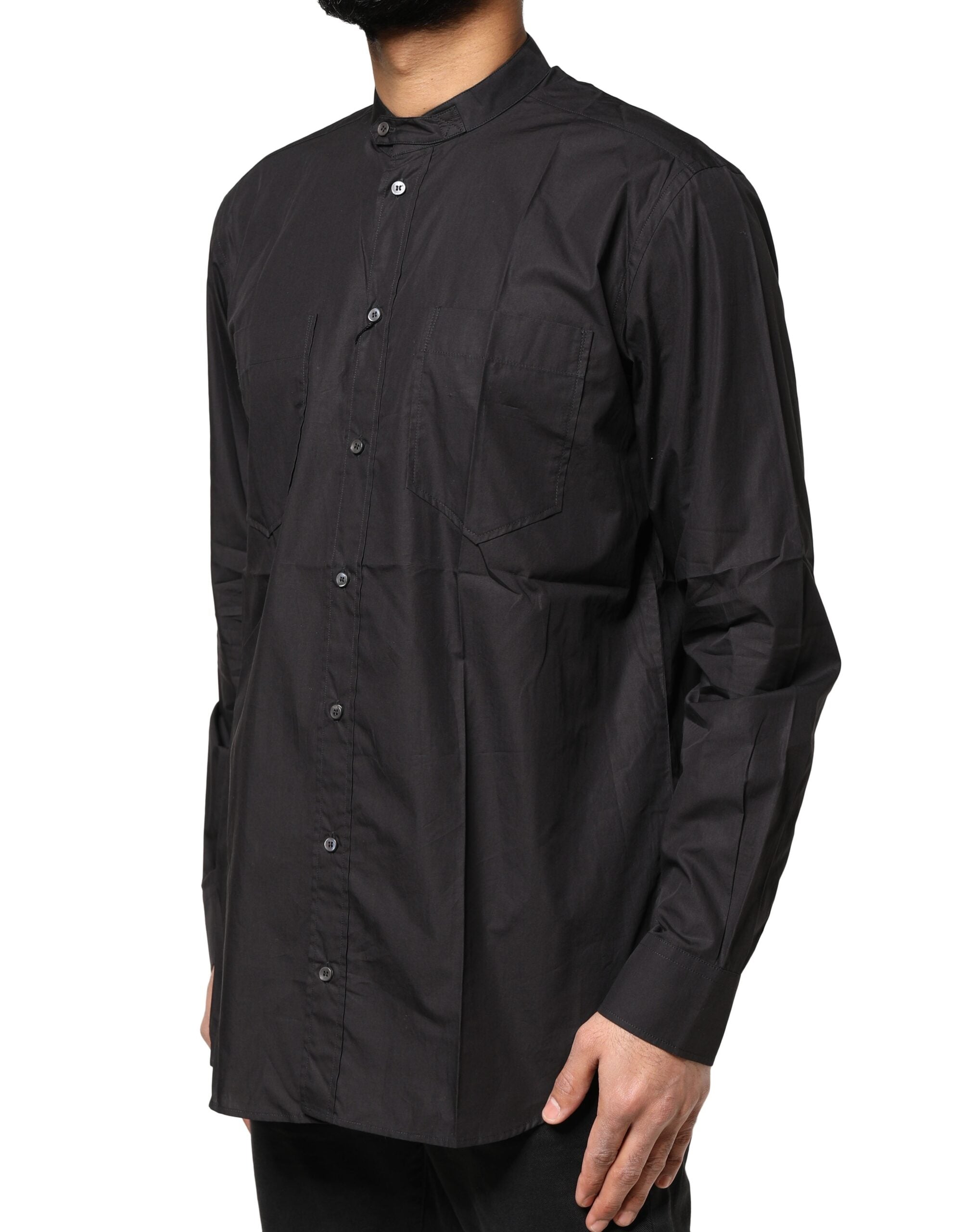 Dolce & Gabbana Black Cotton Button Down Men Casual Men's Shirt