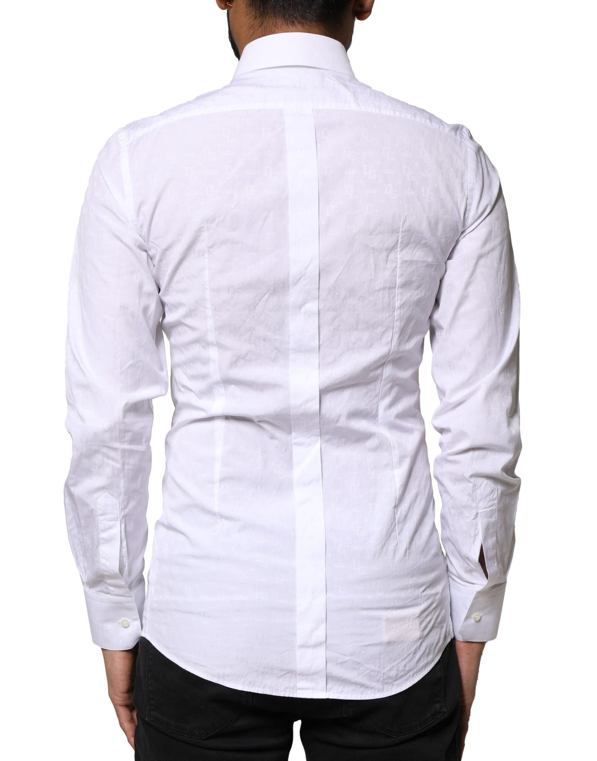 Dolce & Gabbana White GOLD Cotton Long Sleeves Dress Men's Shirt