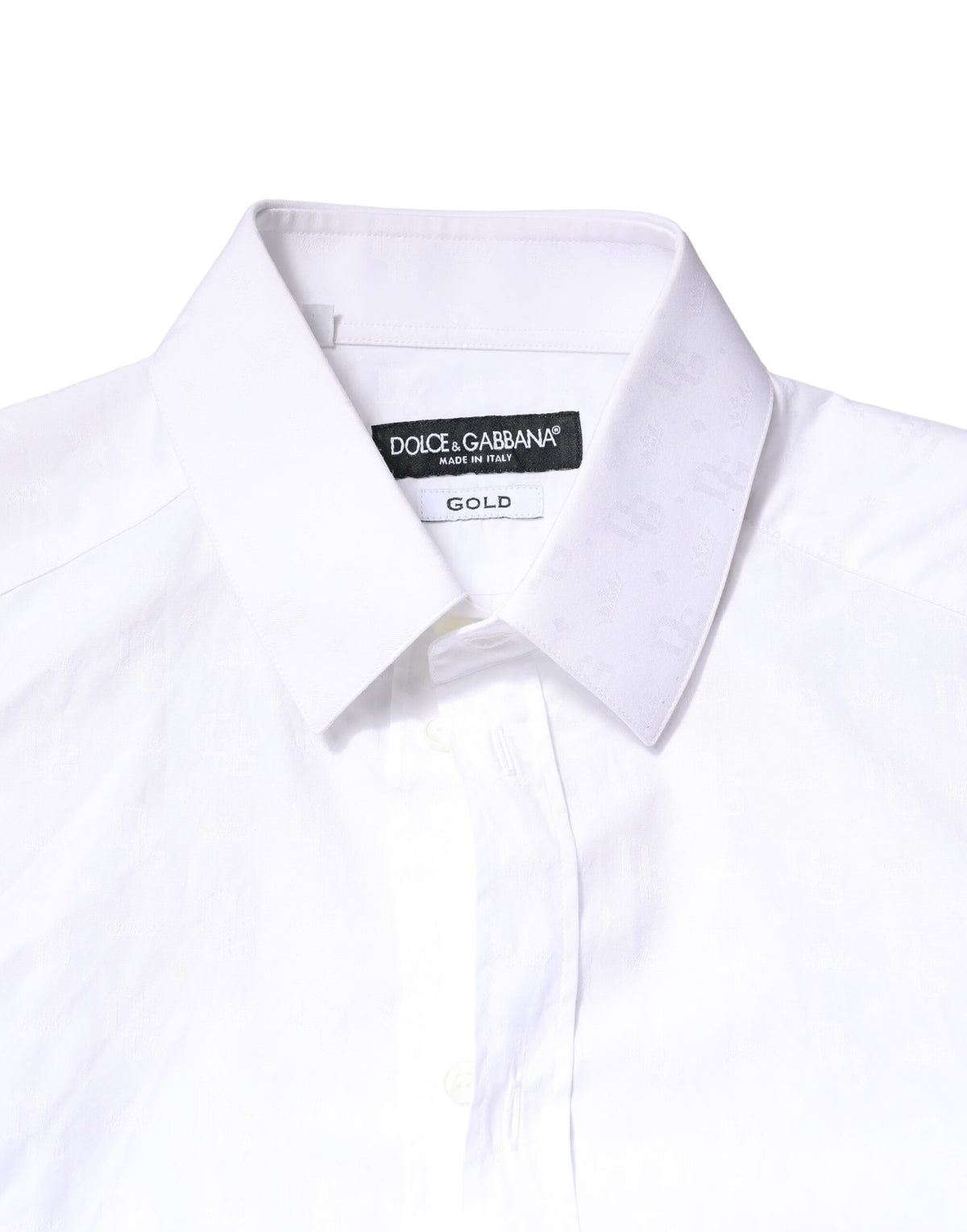 Dolce & Gabbana White GOLD Cotton Long Sleeves Dress Men's Shirt