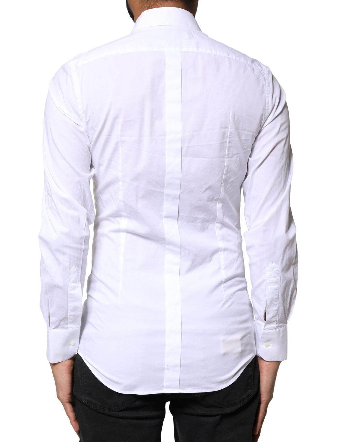 Dolce & Gabbana White GOLD Cotton Long Sleeves Dress Men's Shirt (Pre-Owned)