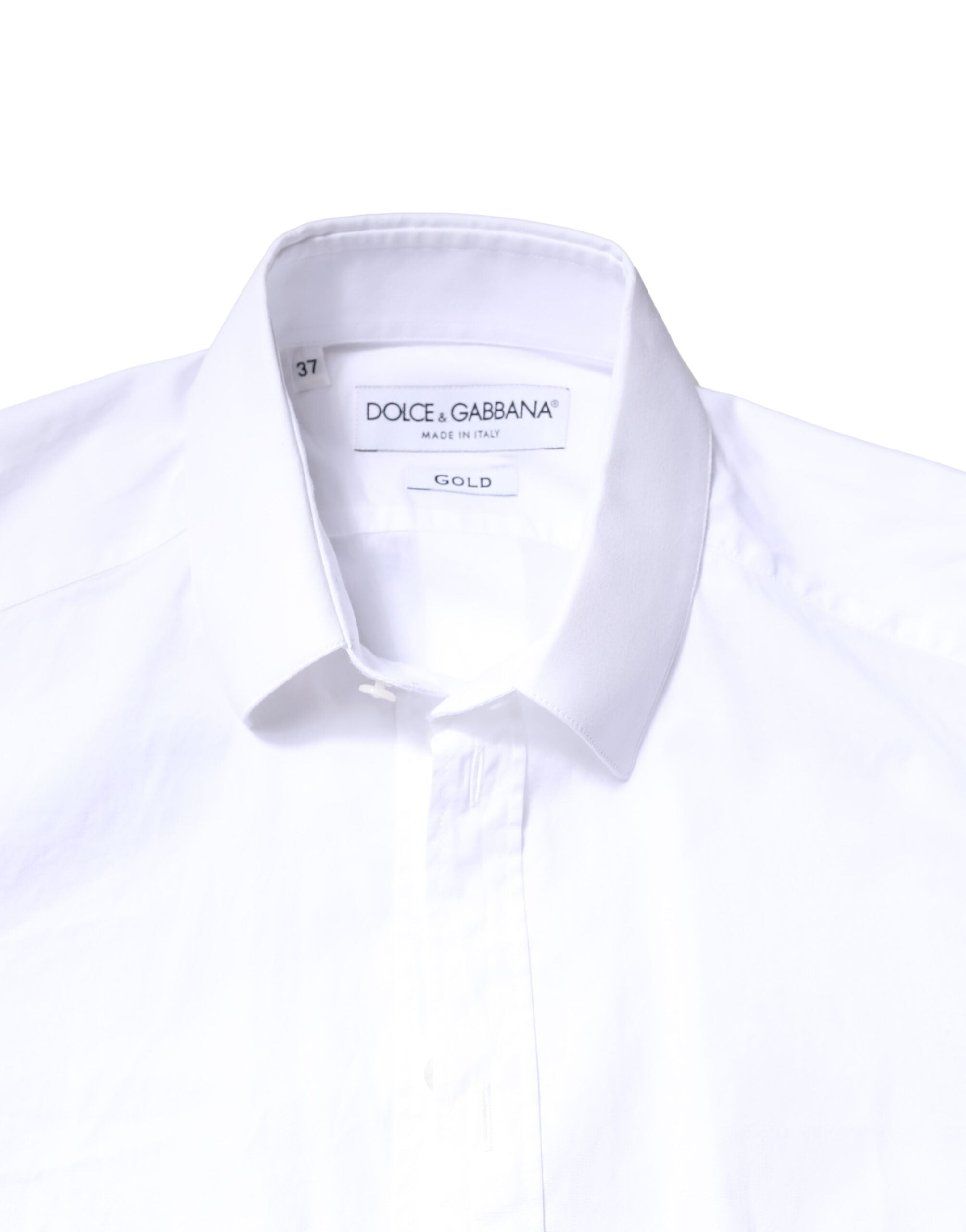 Dolce & Gabbana White GOLD Cotton Long Sleeves Dress Men's Shirt (Pre-Owned)