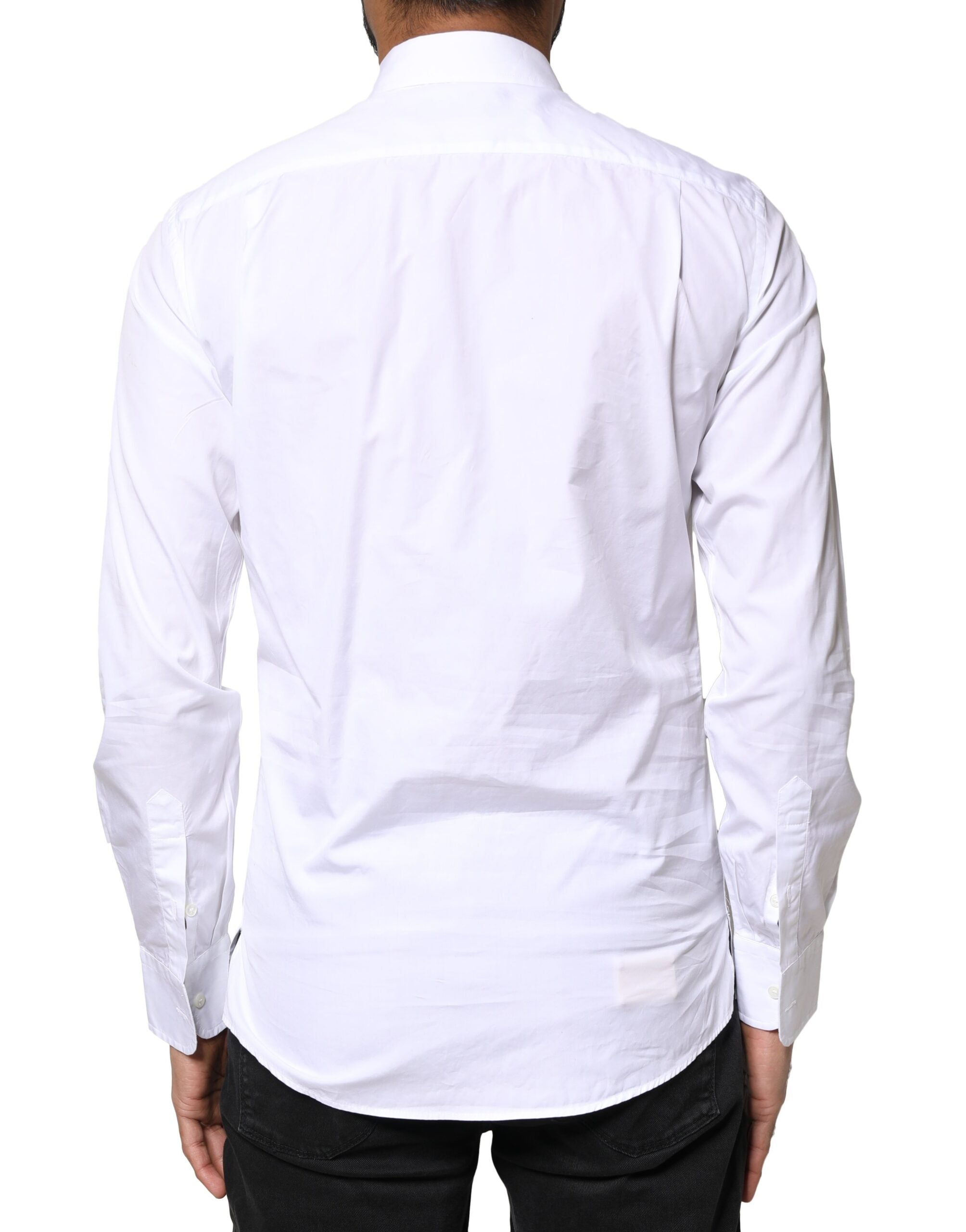 Dolce & Gabbana White Cotton Long Sleeves Formal Dress Men's Shirt