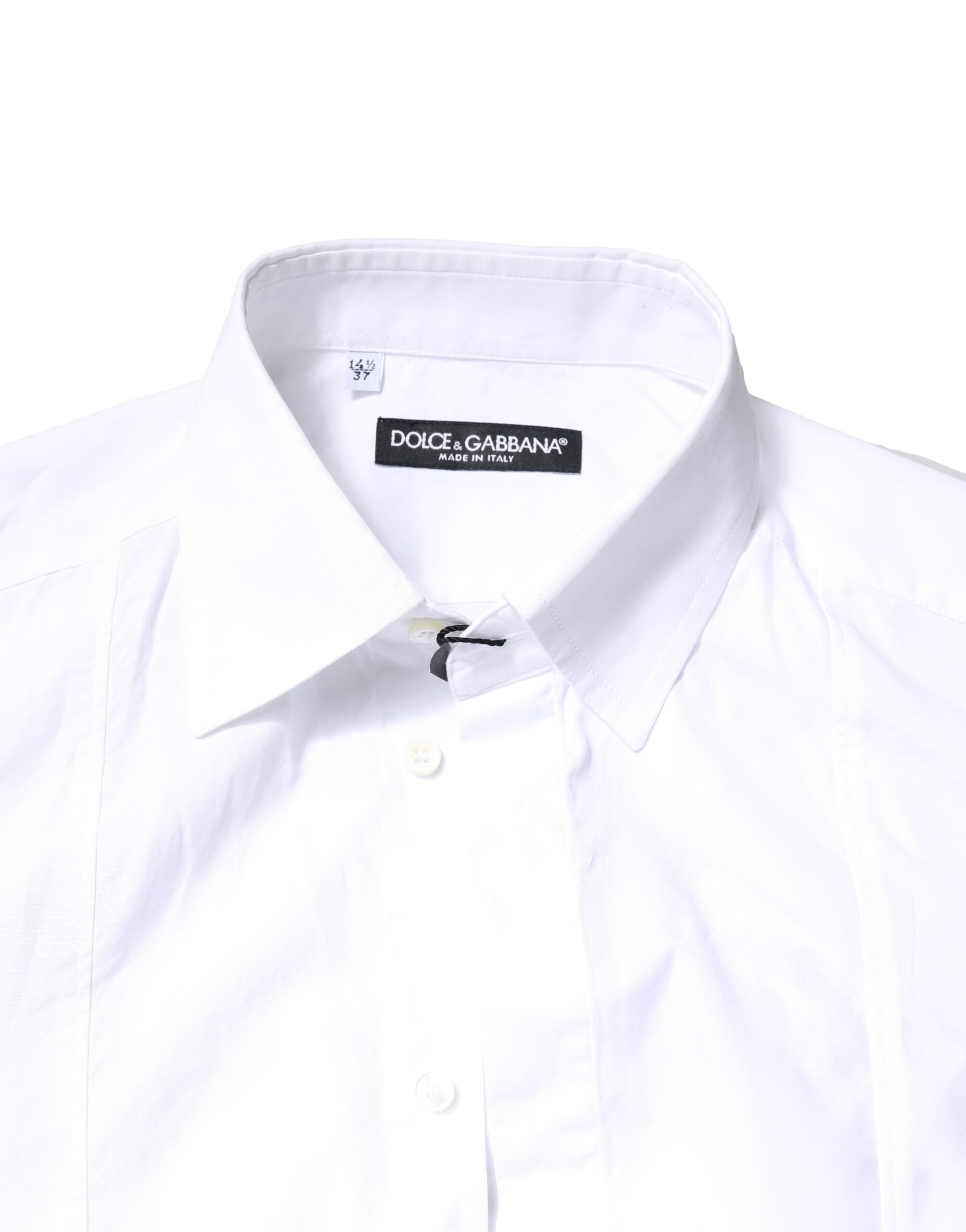 Dolce & Gabbana White Cotton Long Sleeves Formal Dress Men's Shirt