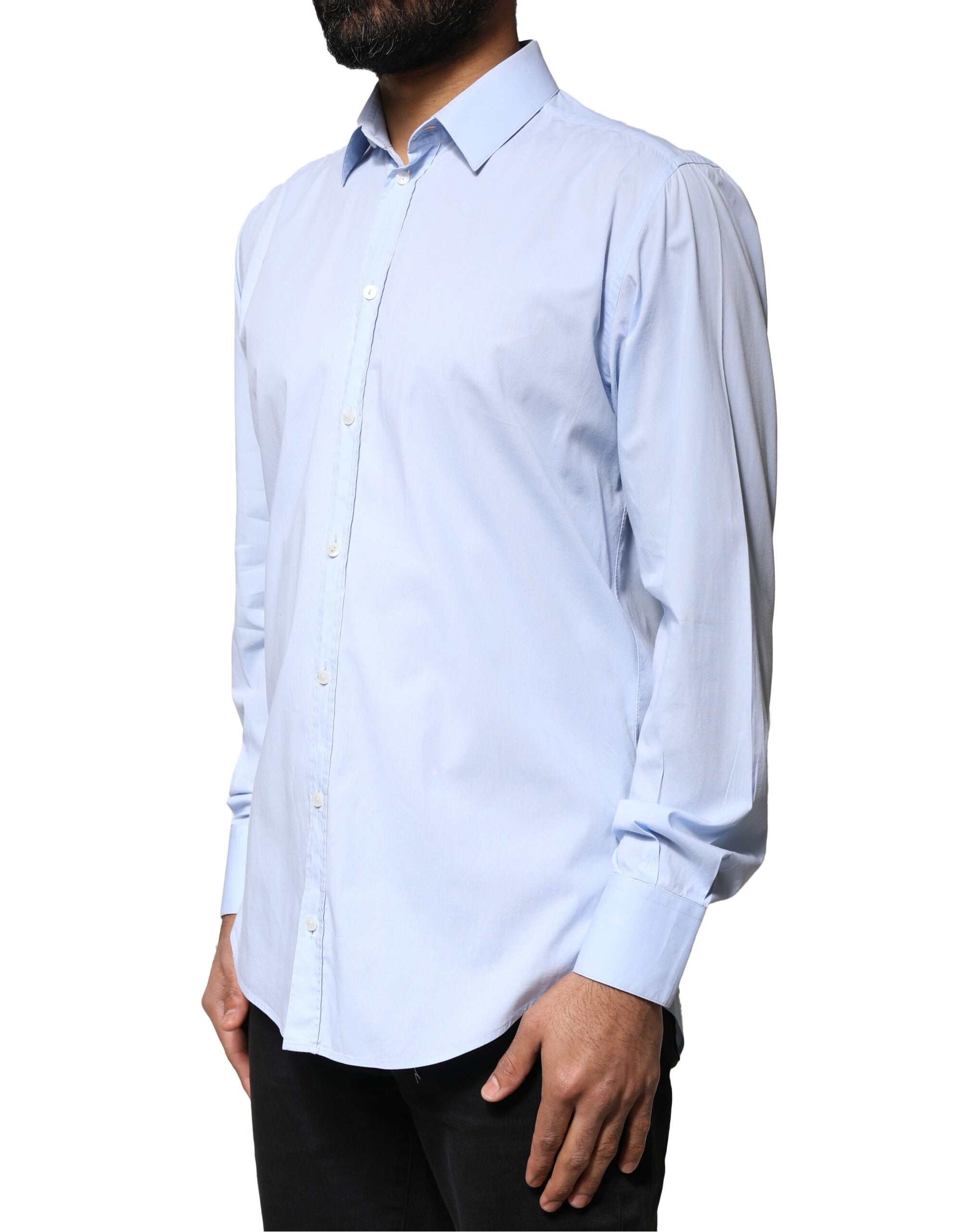 Dolce & Gabbana Light Blue Cotton MARTINI Formal Dress Men's Shirt (Pre-Owned)