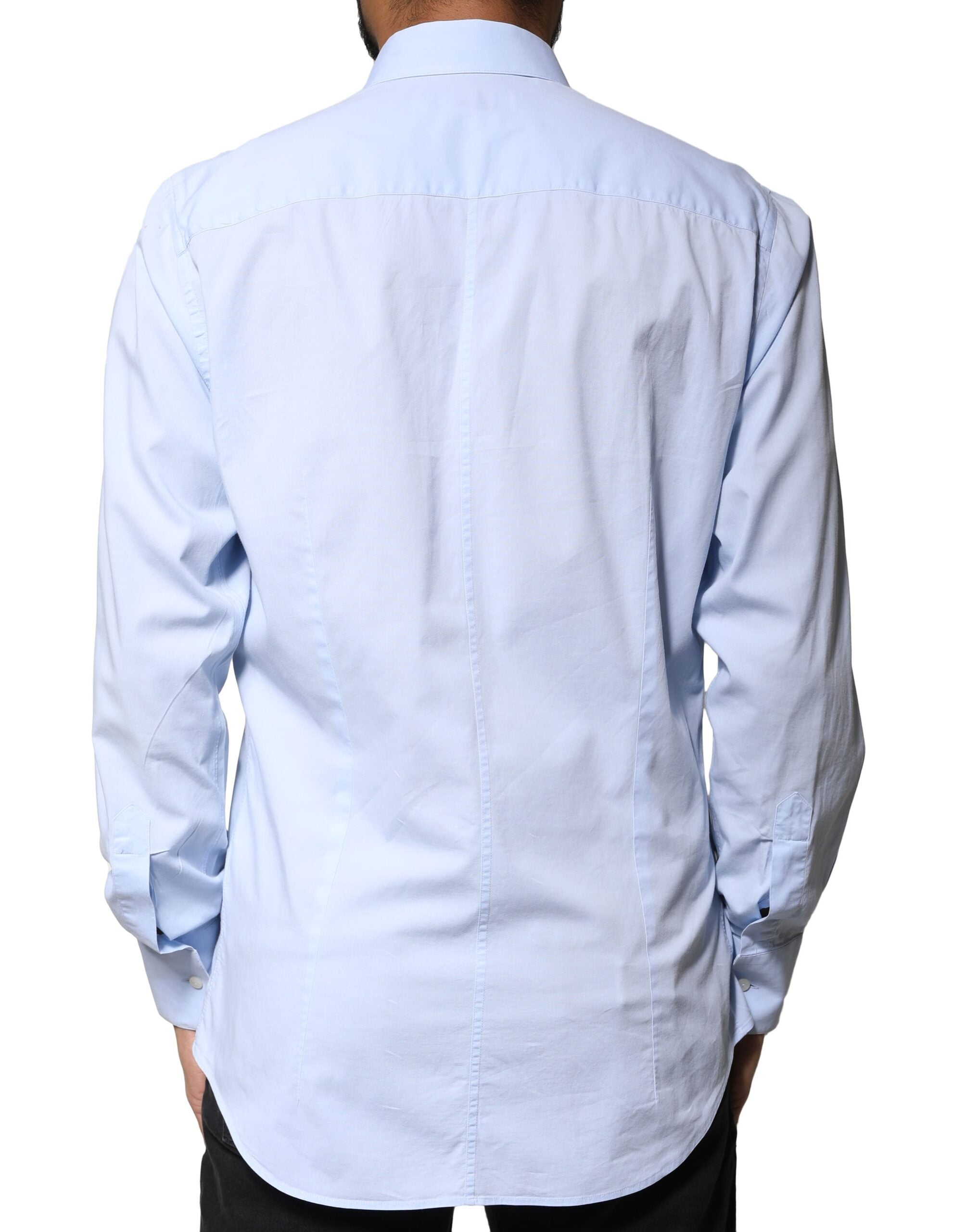 Dolce & Gabbana Light Blue Cotton MARTINI Formal Dress Men's Shirt (Pre-Owned)