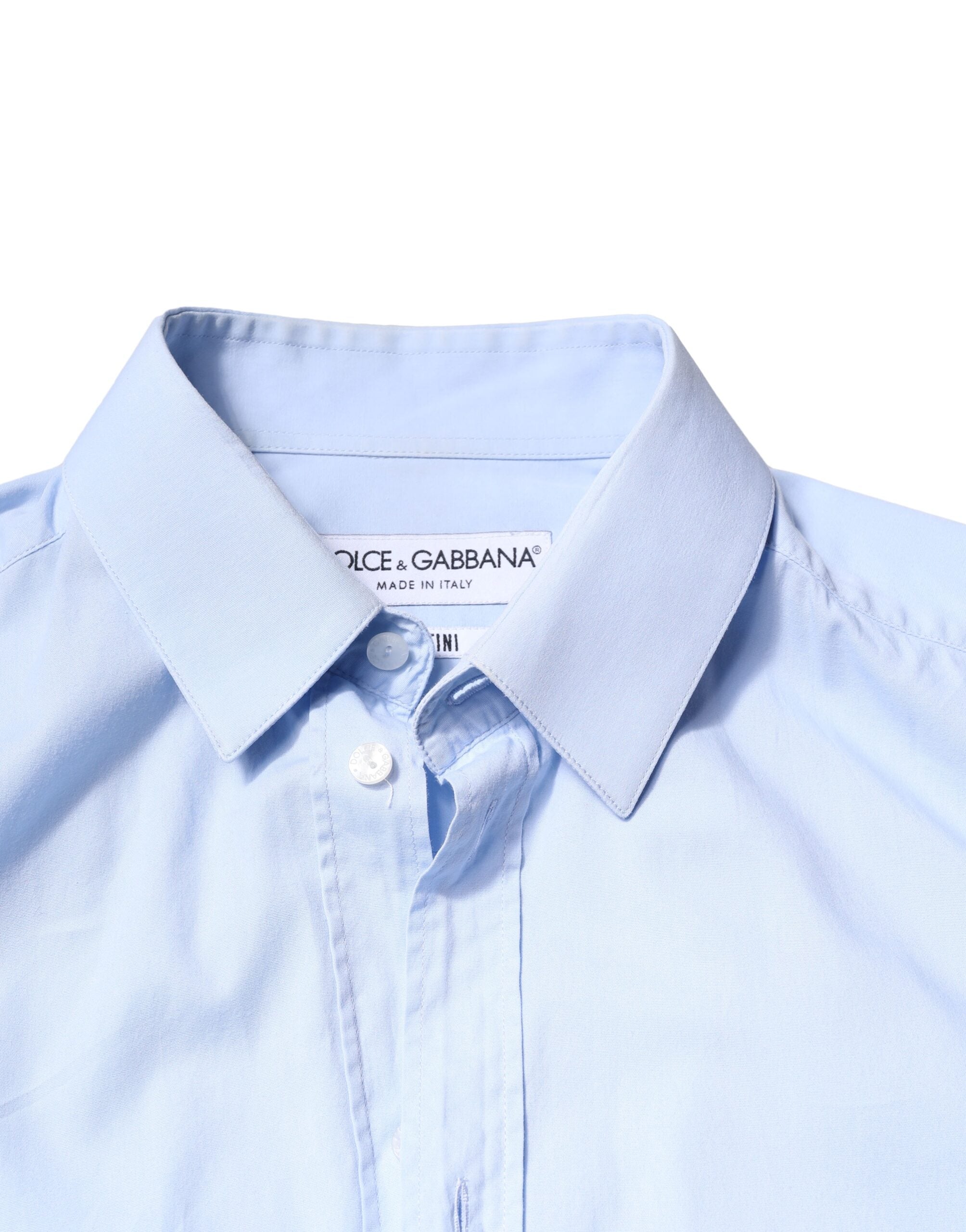 Dolce & Gabbana Light Blue Cotton MARTINI Formal Dress Men's Shirt (Pre-Owned)