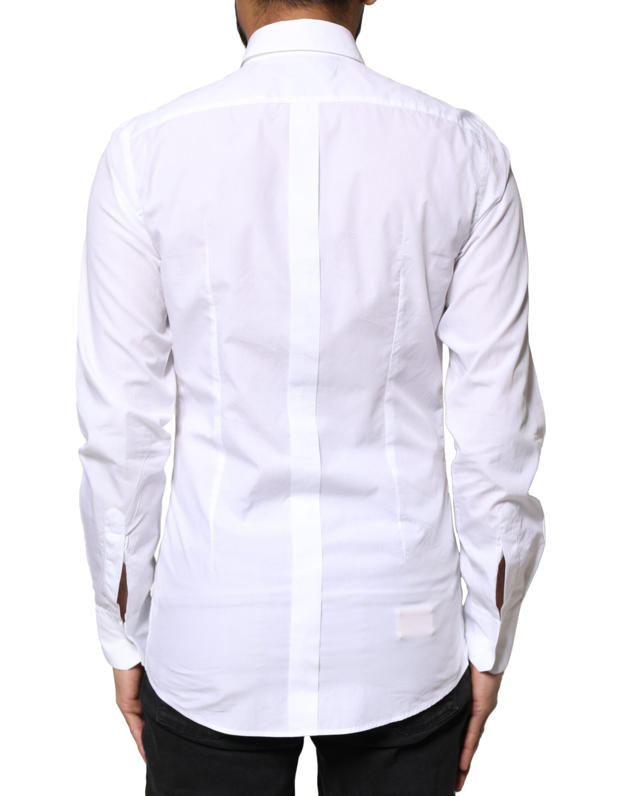 Dolce & Gabbana White Cotton Peacock Feather GOLD Formal Men's Shirt (Pre-Owned)