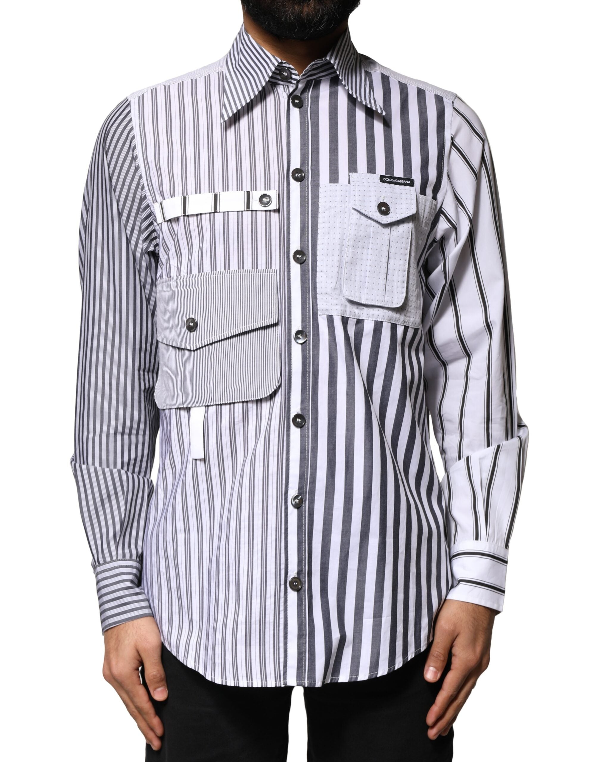 Dolce & Gabbana Multicolor Striped Button Down Casual Men's Shirt (Pre-Owned)