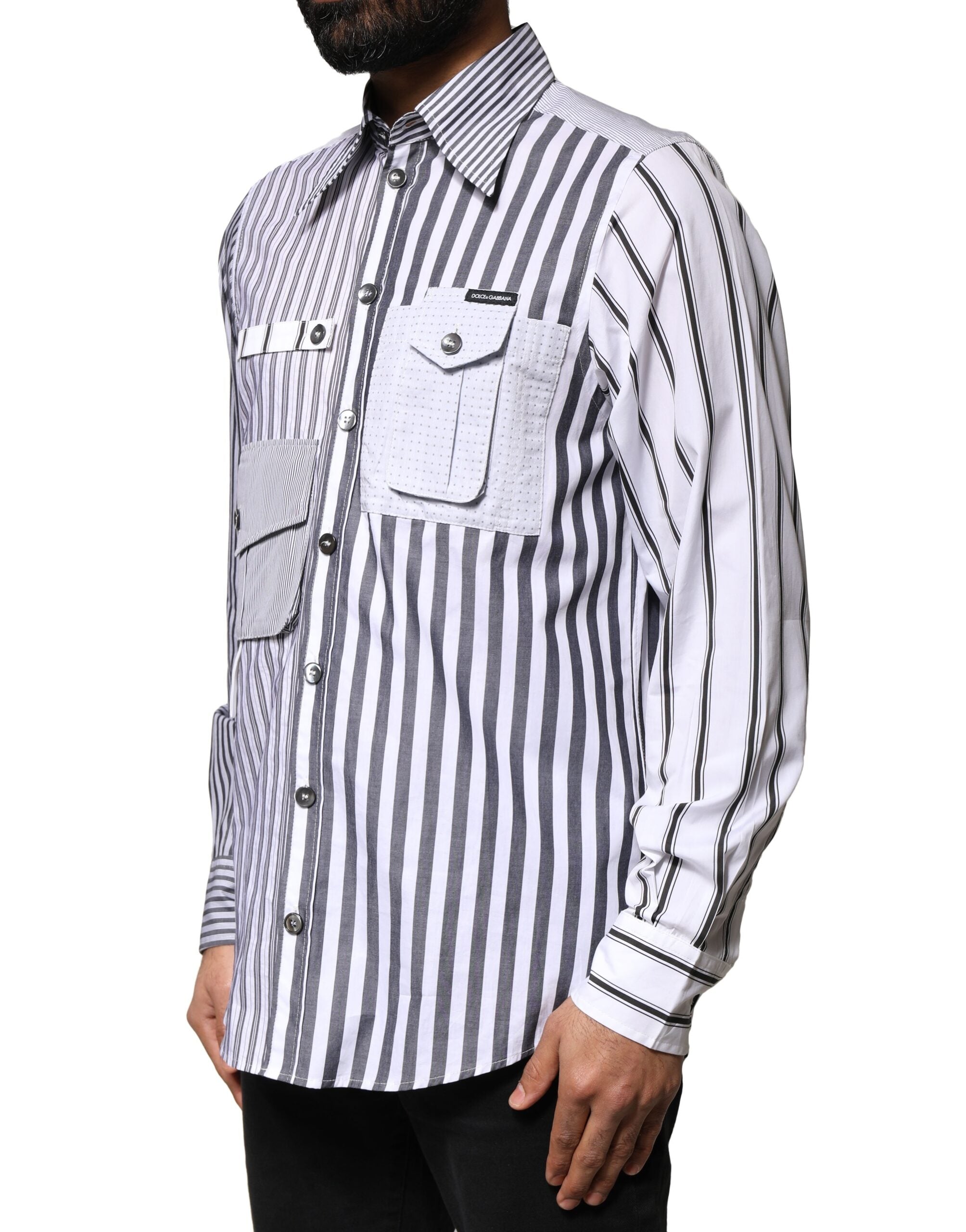 Dolce & Gabbana Multicolor Striped Button Down Casual Men's Shirt (Pre-Owned)