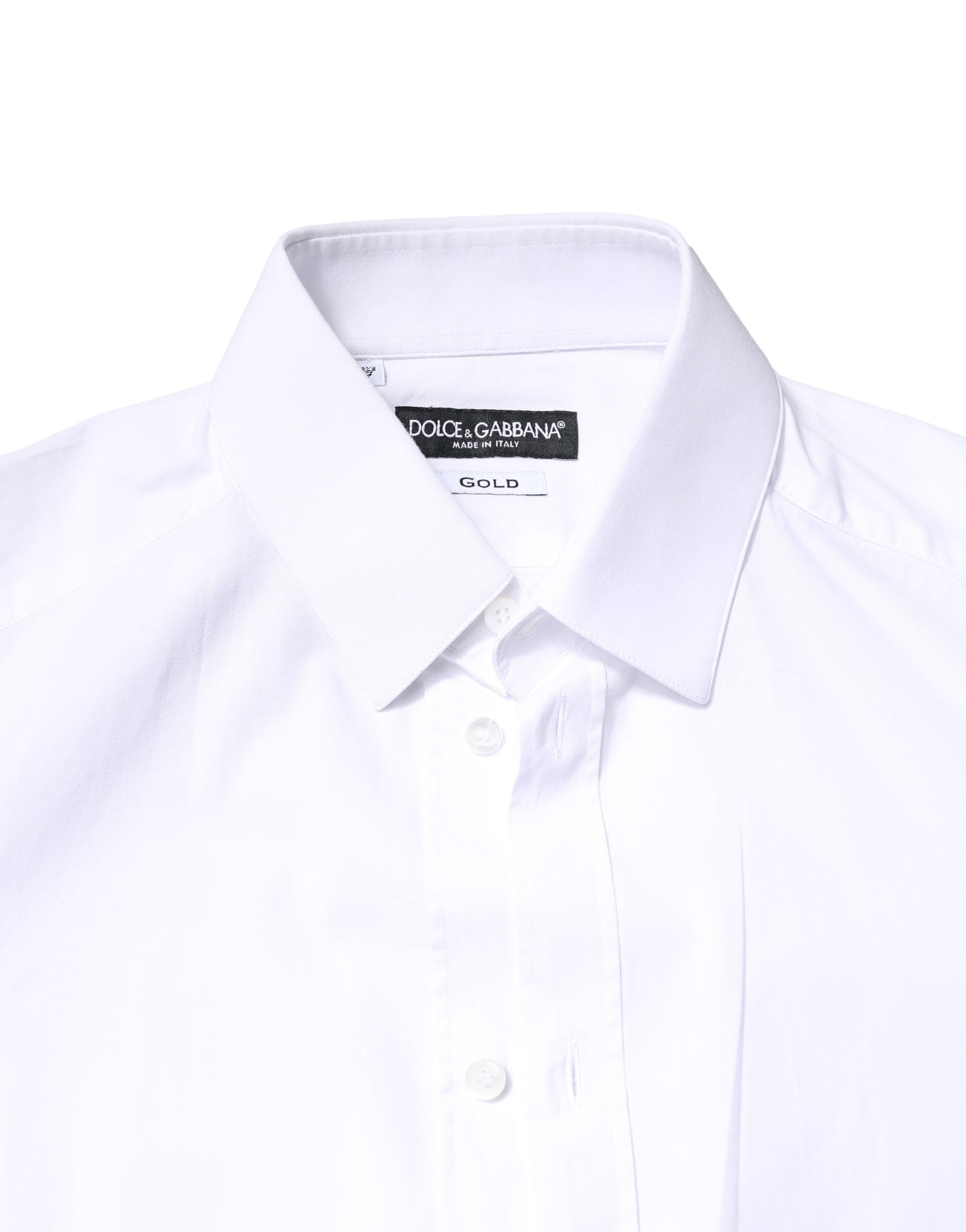 Dolce & Gabbana White GOLD Cotton Long Sleeves Dress Men's Shirt