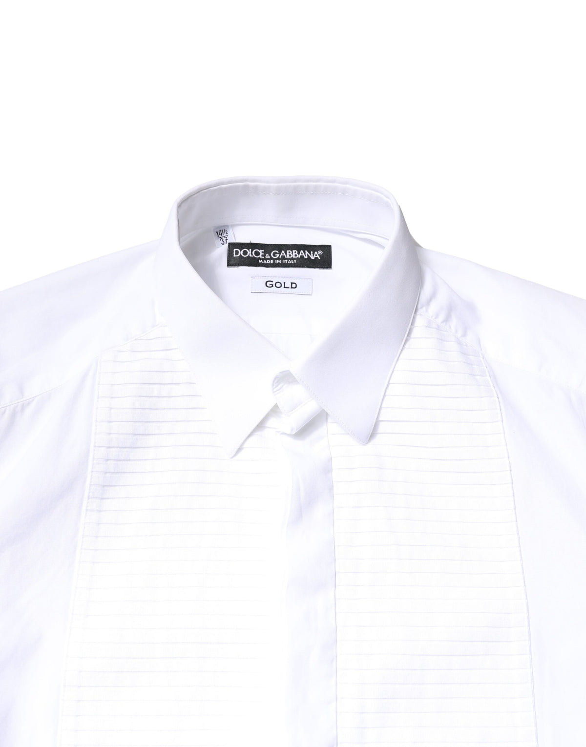 Dolce & Gabbana White GOLD Cotton Poplin Bib Men Dress Men's Shirt (Pre-Owned)