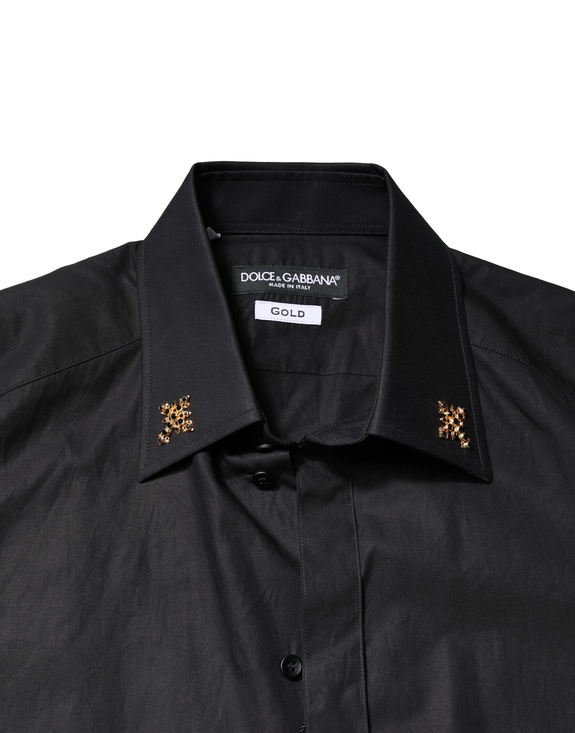 Dolce & Gabbana Black GOLD Cross Embellished Men Dress Men's Shirt