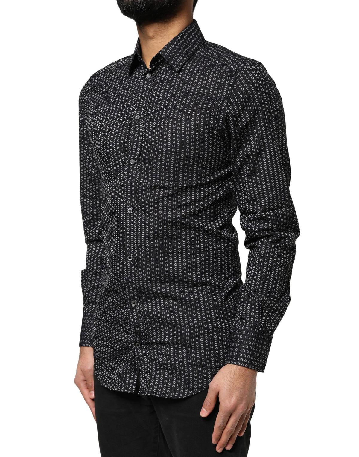 Dolce & Gabbana Black GOLD Patterned Cotton Men Dress Men's Shirt