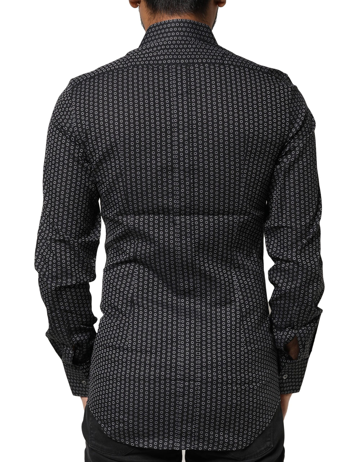 Dolce & Gabbana Black GOLD Patterned Cotton Men Dress Men's Shirt