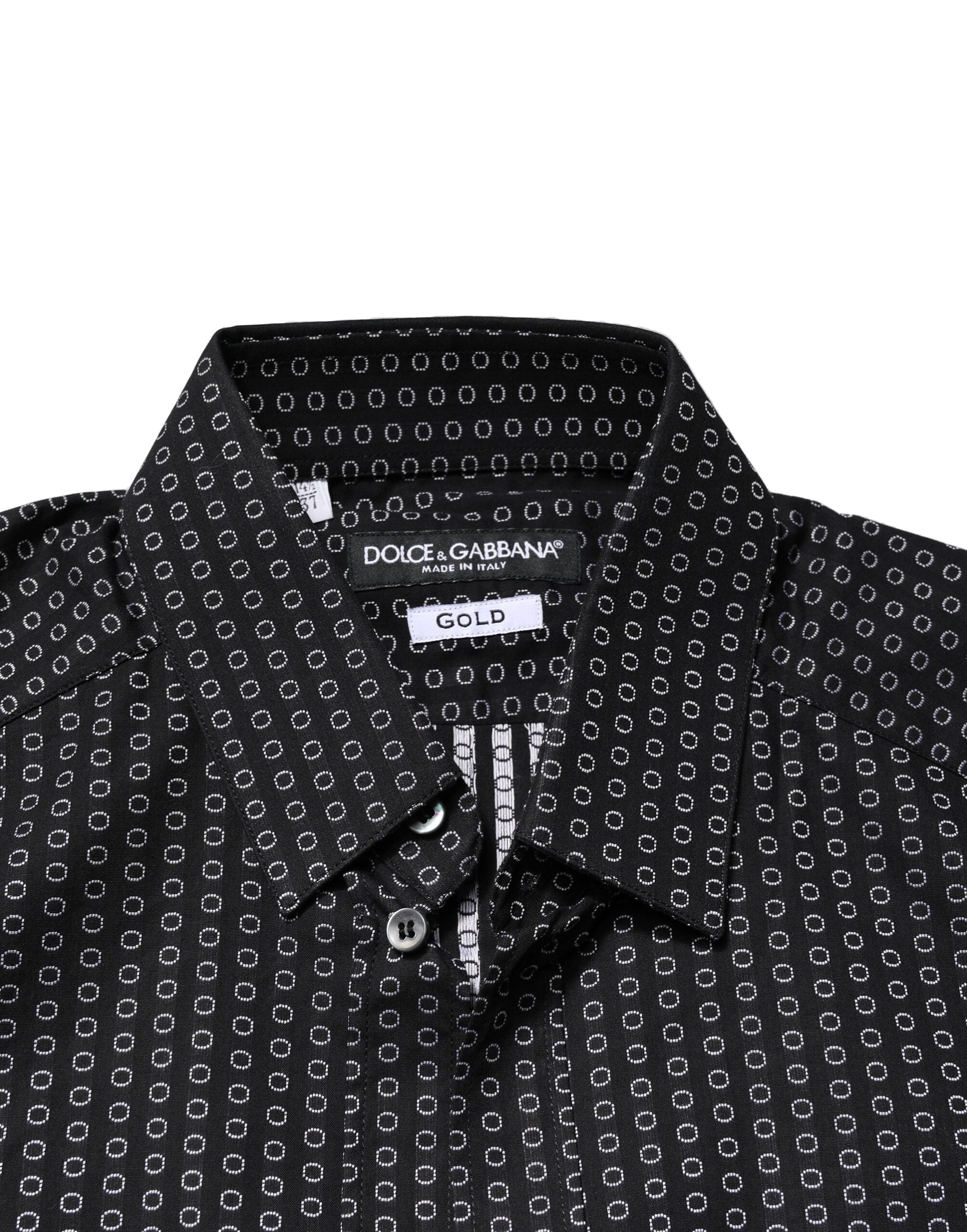 Dolce & Gabbana Black GOLD Patterned Cotton Men Dress Men's Shirt