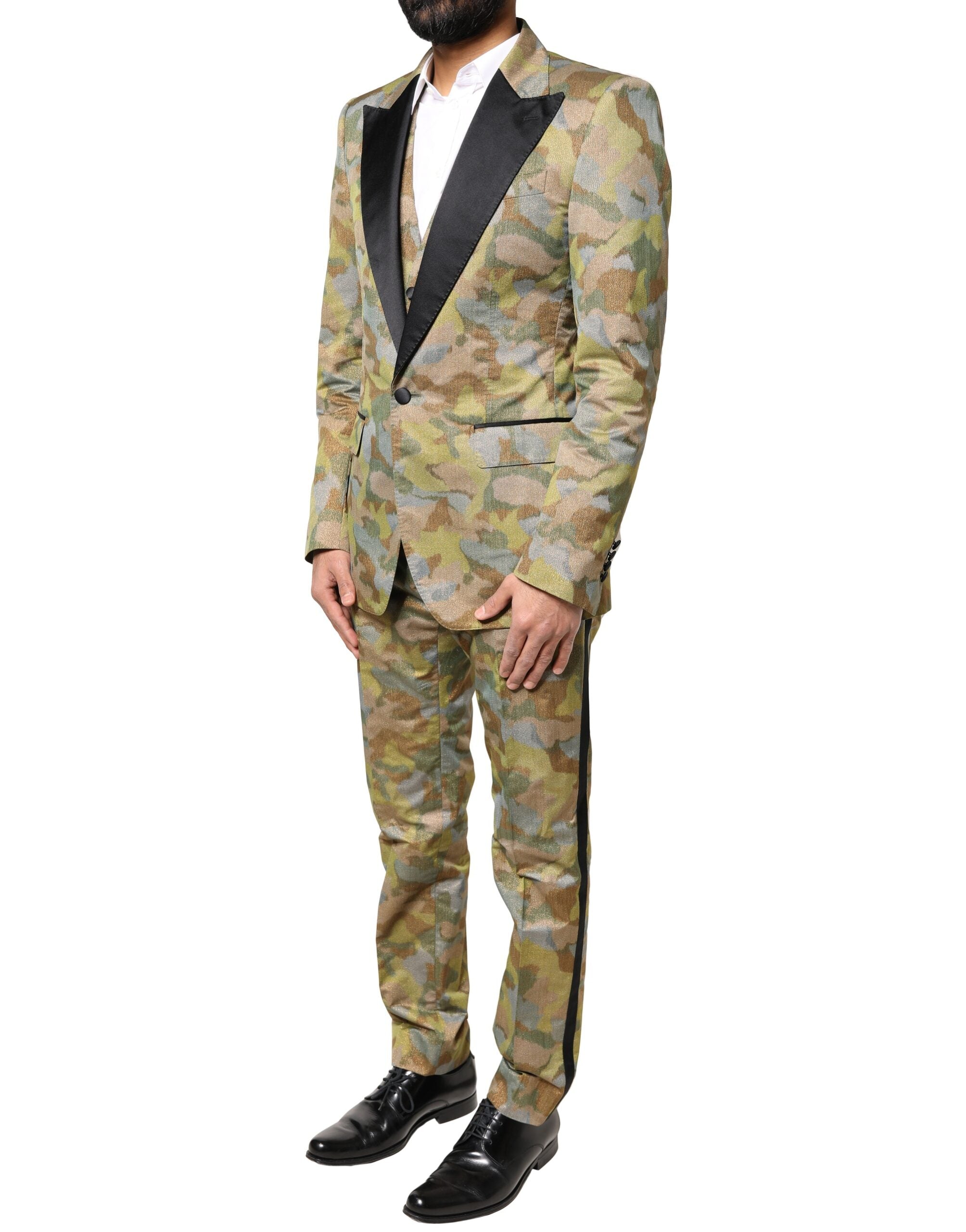 Dolce & Gabbana Multicolor Camouflage SICILIA 3 Piece Men's Suit