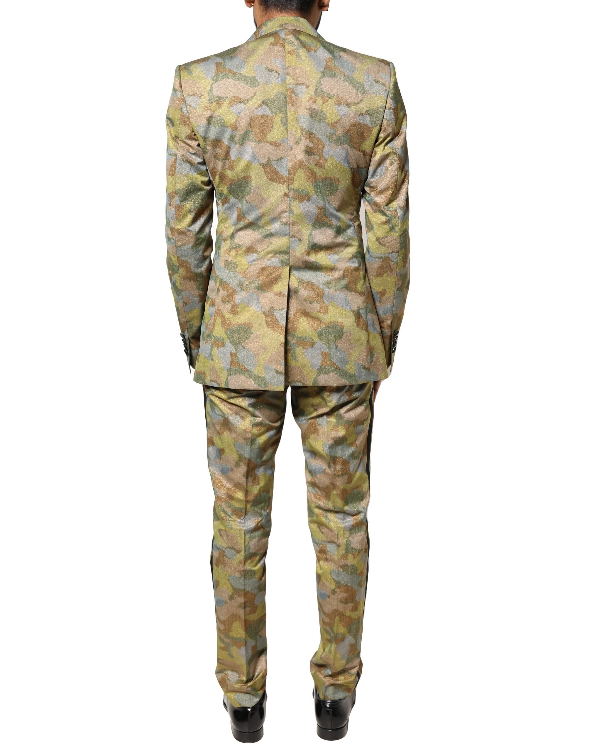 Dolce & Gabbana Multicolor Camouflage SICILIA 3 Piece Men's Suit