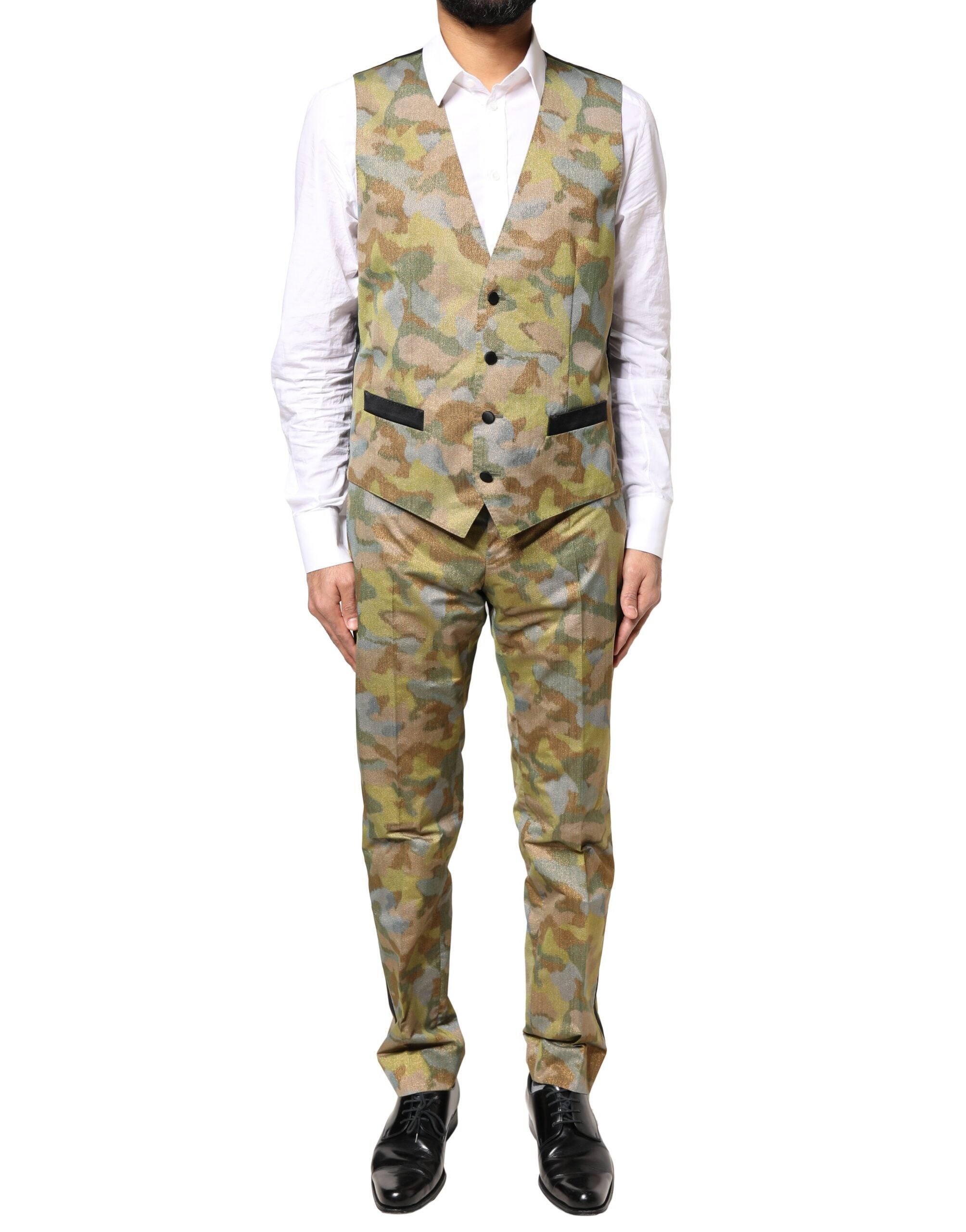 Dolce & Gabbana Multicolor Camouflage SICILIA 3 Piece Men's Suit