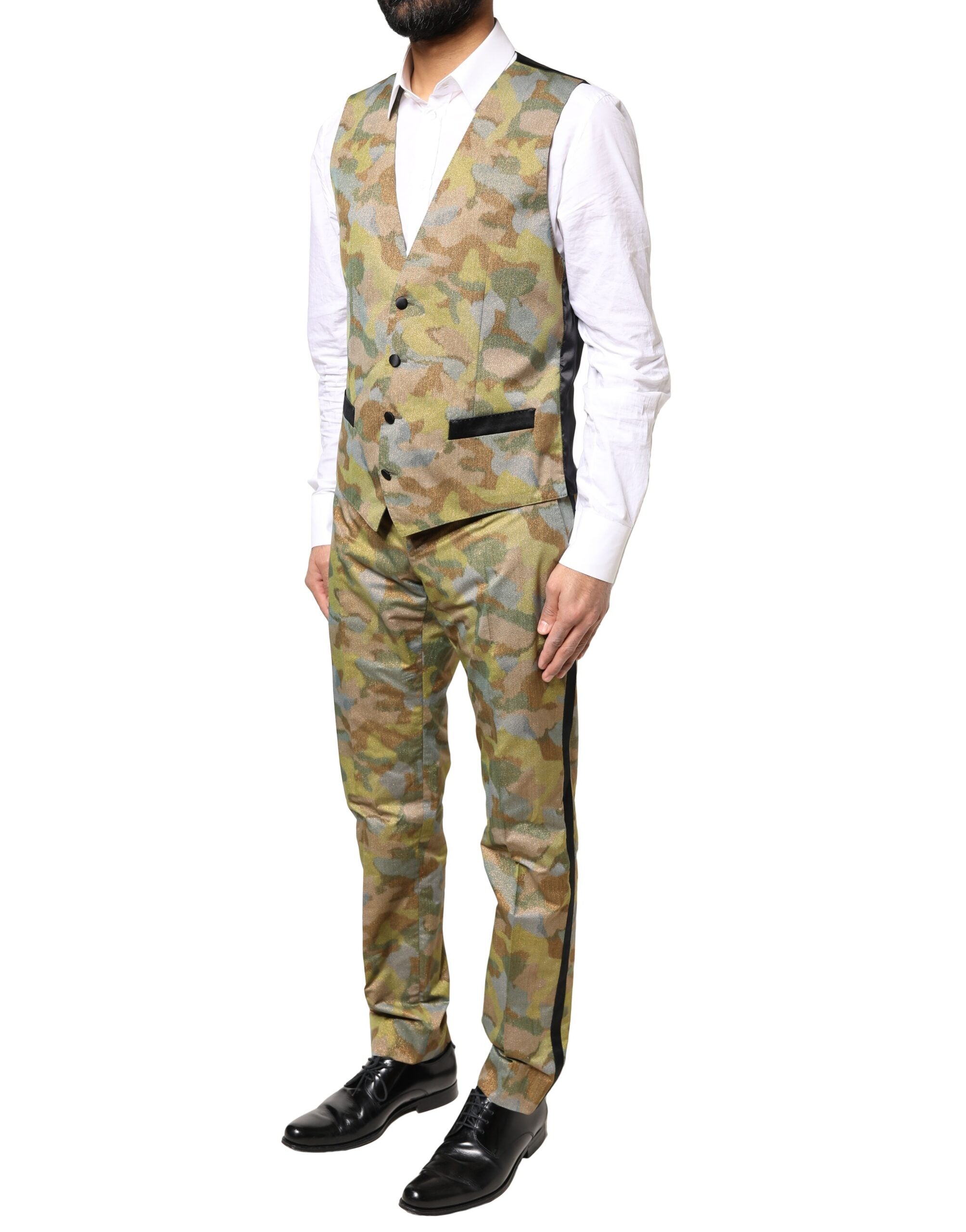 Dolce & Gabbana Multicolor Camouflage SICILIA 3 Piece Men's Suit