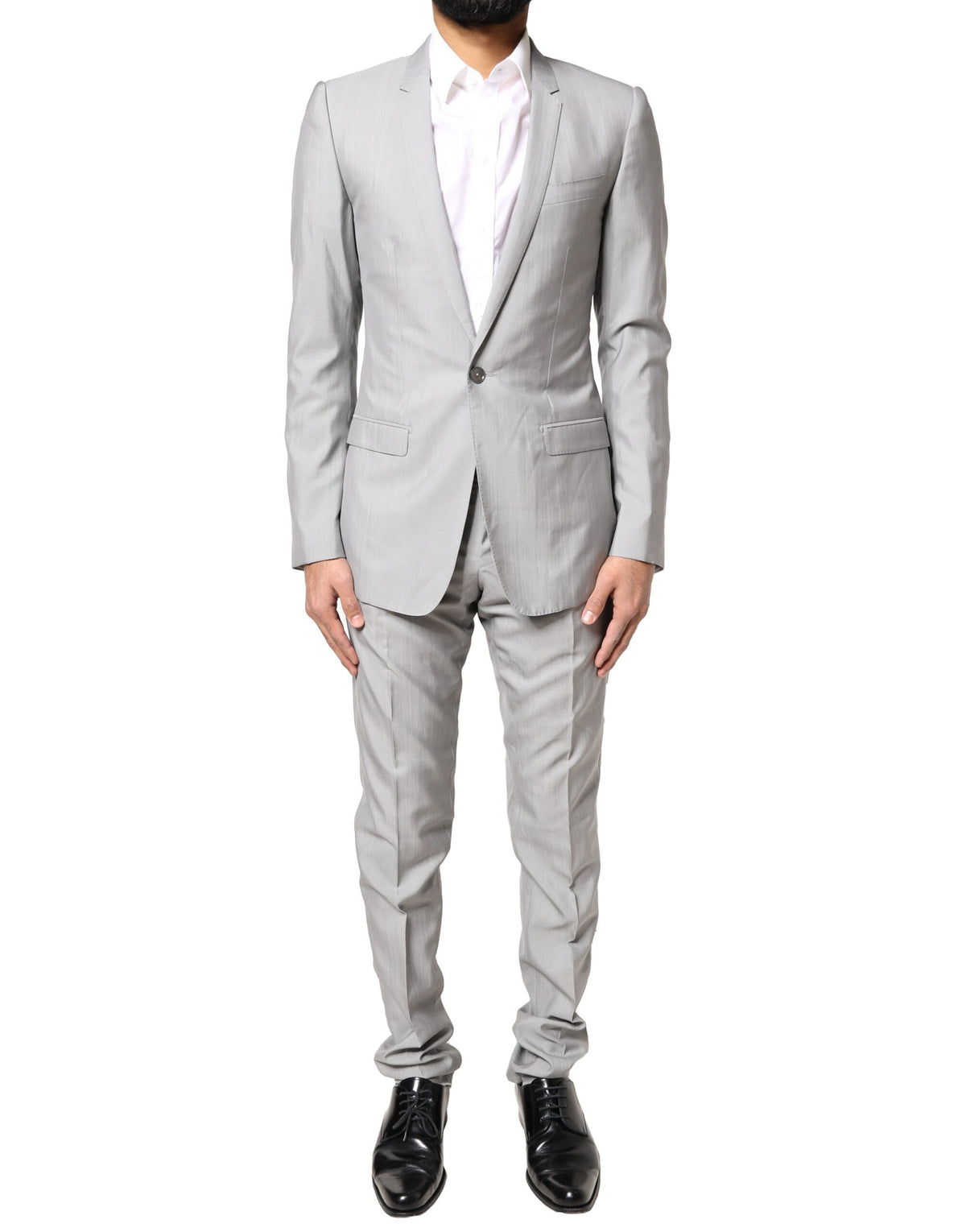 Dolce & Gabbana Light Gray Wool GOLD 2 Piece Formal Men's Suit