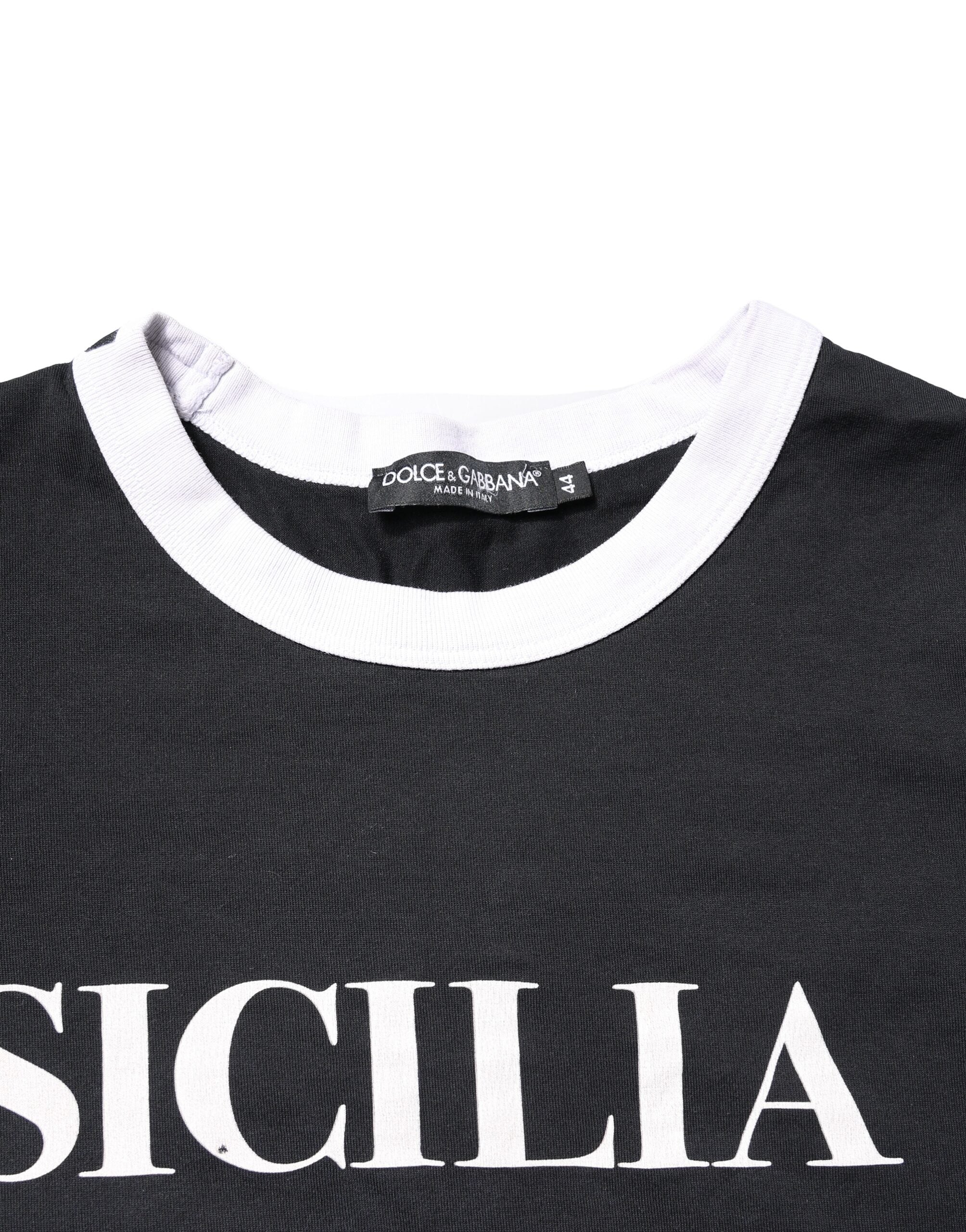 Dolce & Gabbana Black Sicilia Crew Neck Short Sleeve Men's T-shirt (Pre-Owned)