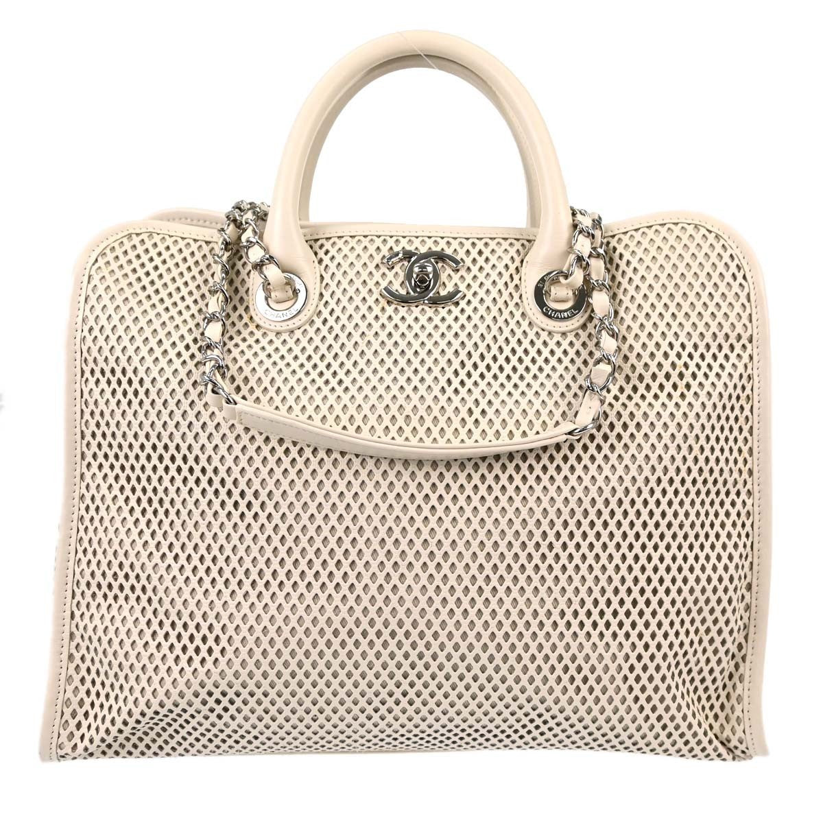 Chanel Up In The Air Top Handle Perforated Leather White Leather Tote Bag Bag (Pre-Owned)