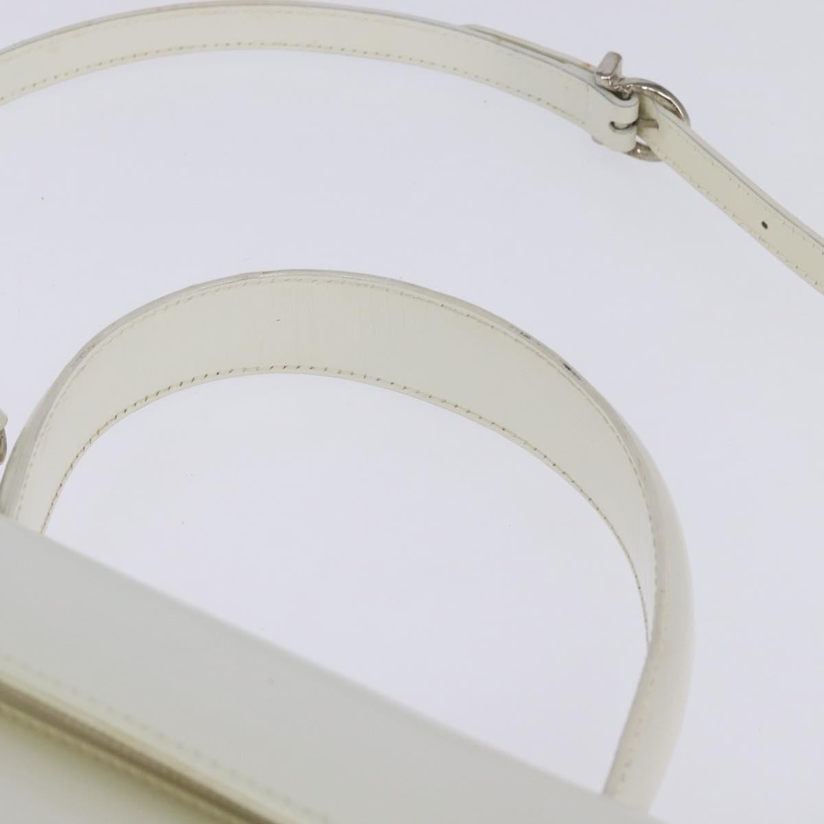 Salvatore Ferragamo Gancini Patent Leather White Patent_Leather Handbag (Pre-Owned)