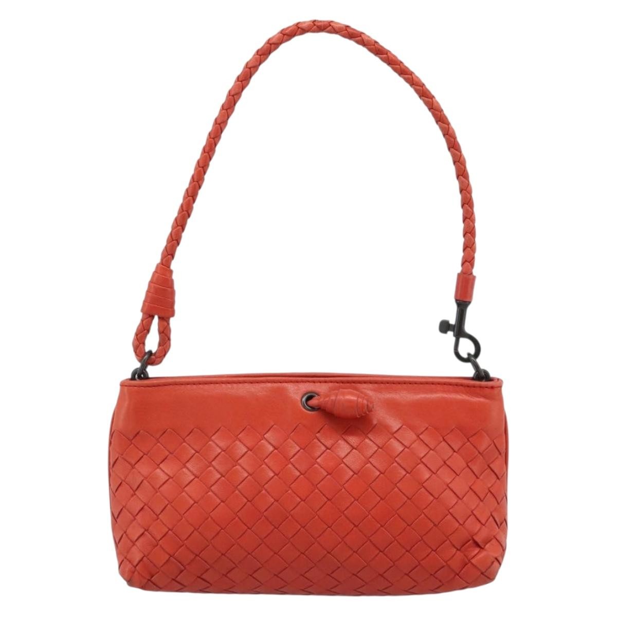 Bottega Veneta Zip Clutch Leather With Intrecciato Snakeskin Detail Red Leather Clutche & Pouche Bag (Pre-Owned)
