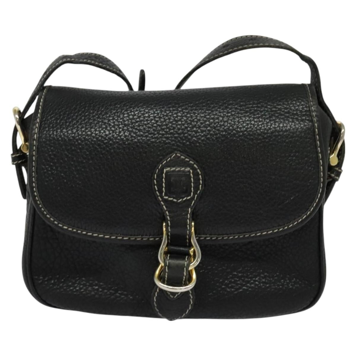 Celine Vintage Leather Black Leather Shoulder Bag Bag (Pre-Owned)