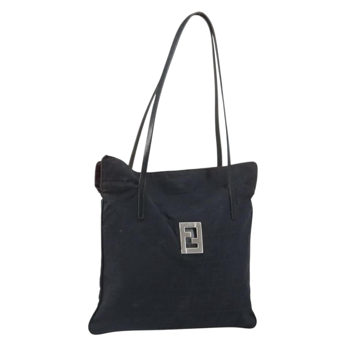 Fendi Zucca Tote Canvas Black Canvas Tote Bag Bag (Pre-Owned)