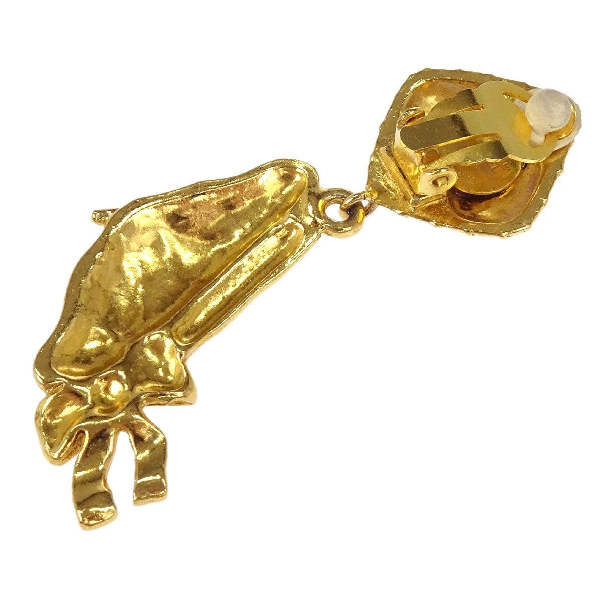 Chanel Cc Rhombus Clip-On Metal Gold Gold_Plated Earrings Jewelry (Pre-Owned)