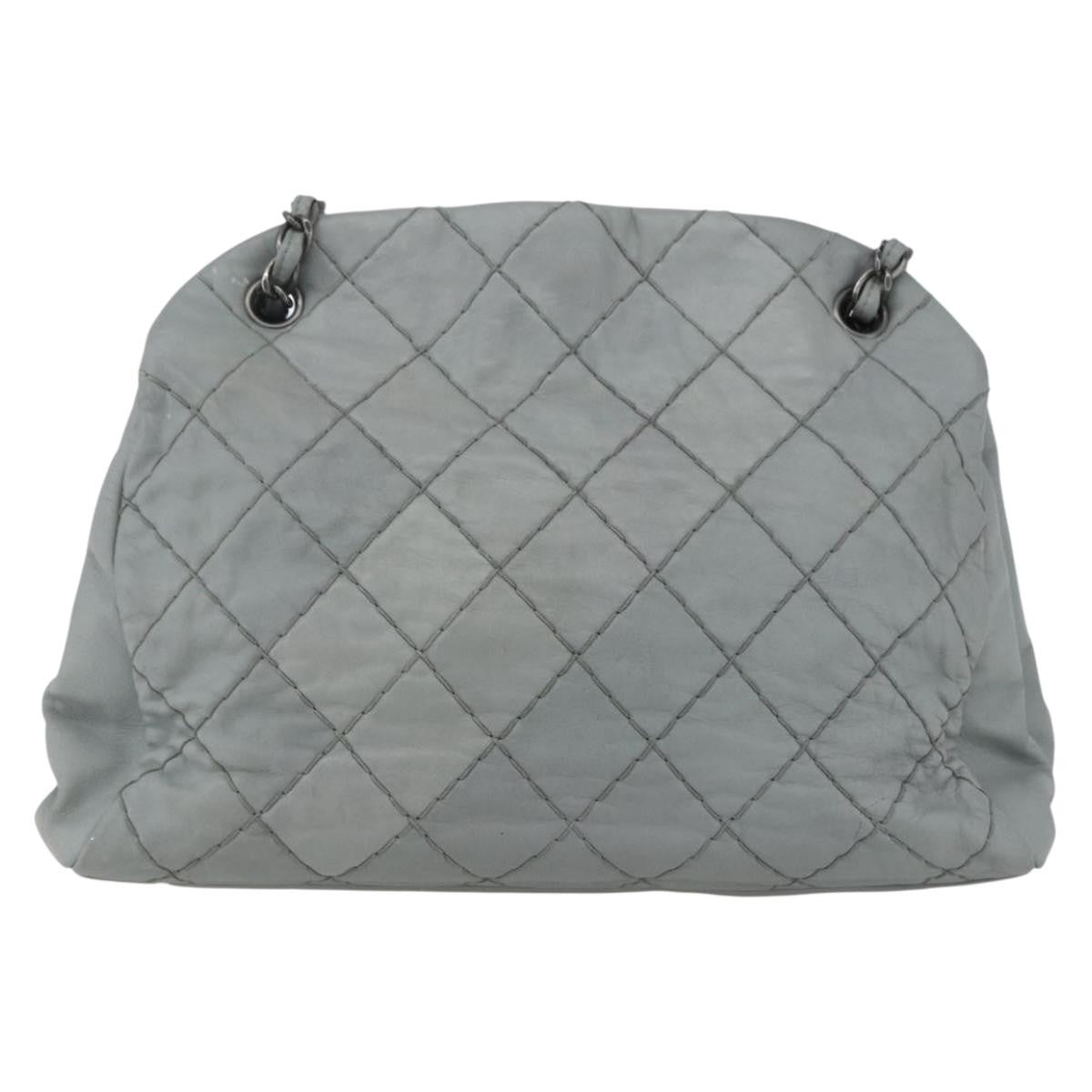 Chanel Just Mademoiselle Quilted Leather Gray Leather Shoulder Bag Bag (Pre-Owned)