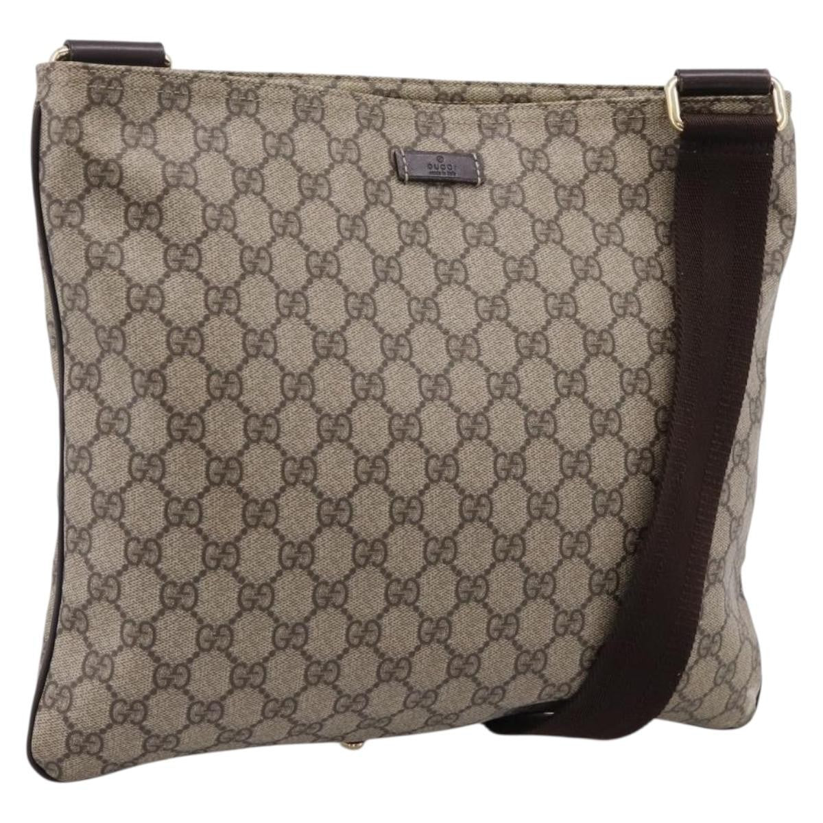 Gucci Zip Top Messenger Gg Coated Canvas Beige Canvas Handbag (Pre-Owned)